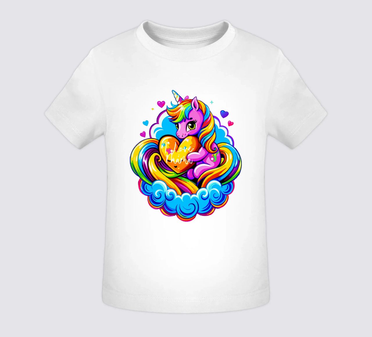 Cute Unicorn Hugging a Heart Pillow on a Cloud - Custom Text maglietta neonato da Artnesia