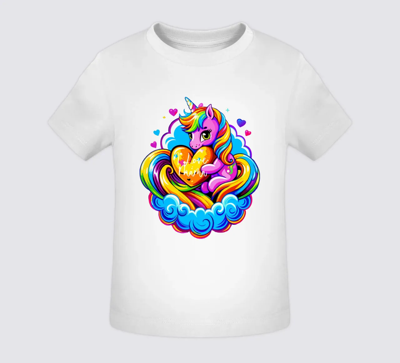Cute Unicorn Hugging a Heart Pillow on a Cloud - Custom Text maglietta neonato da Artnesia