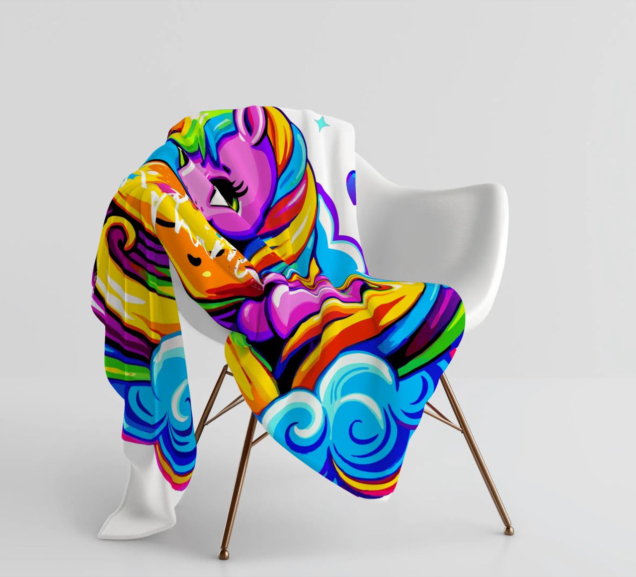 Cute Unicorn Hugging a Heart Pillow on a Cloud - Custom Text Fleecedecke von Artnesia