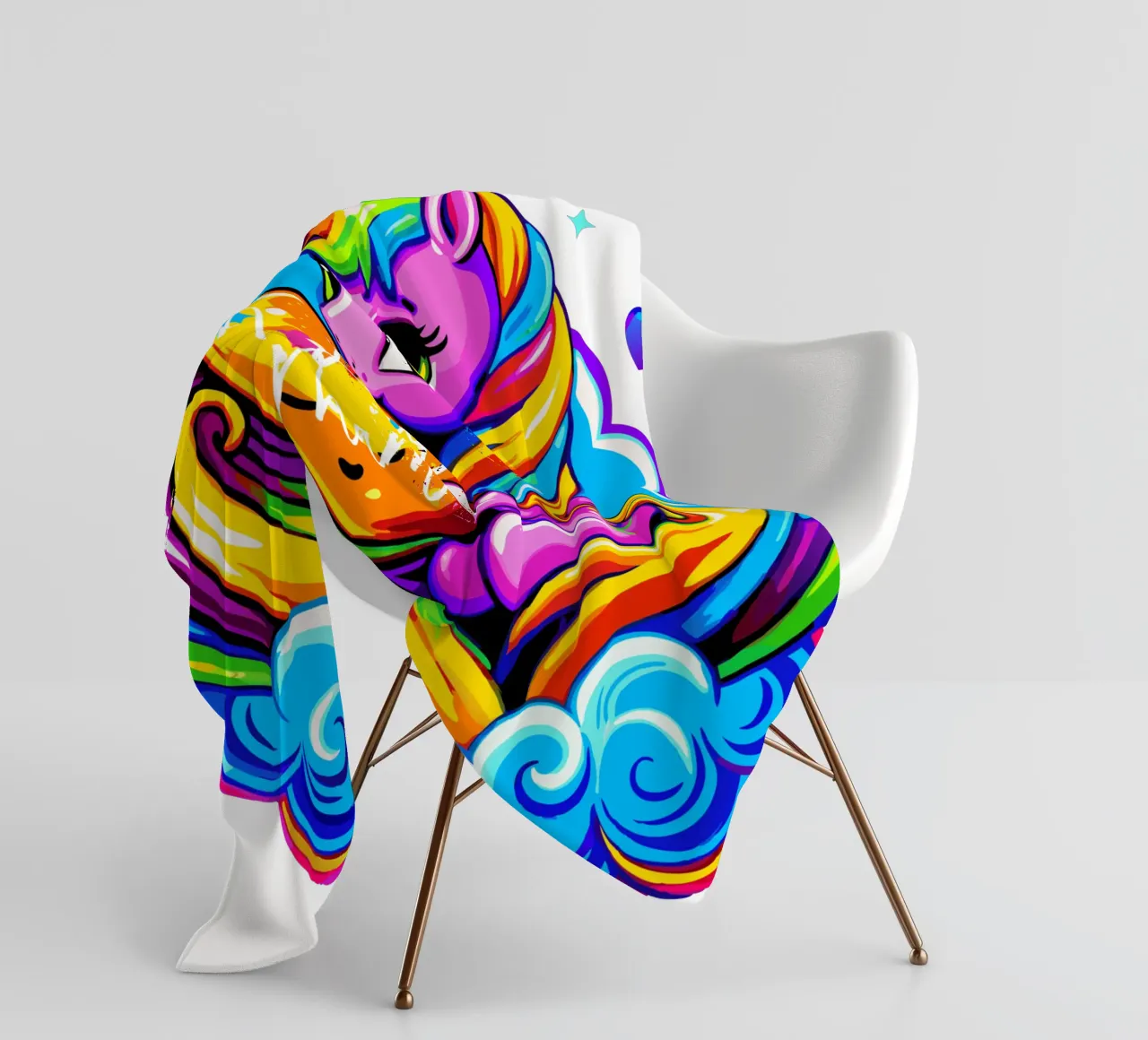 Cute Unicorn Hugging a Heart Pillow on a Cloud - Custom Text Fleecedecke von Artnesia