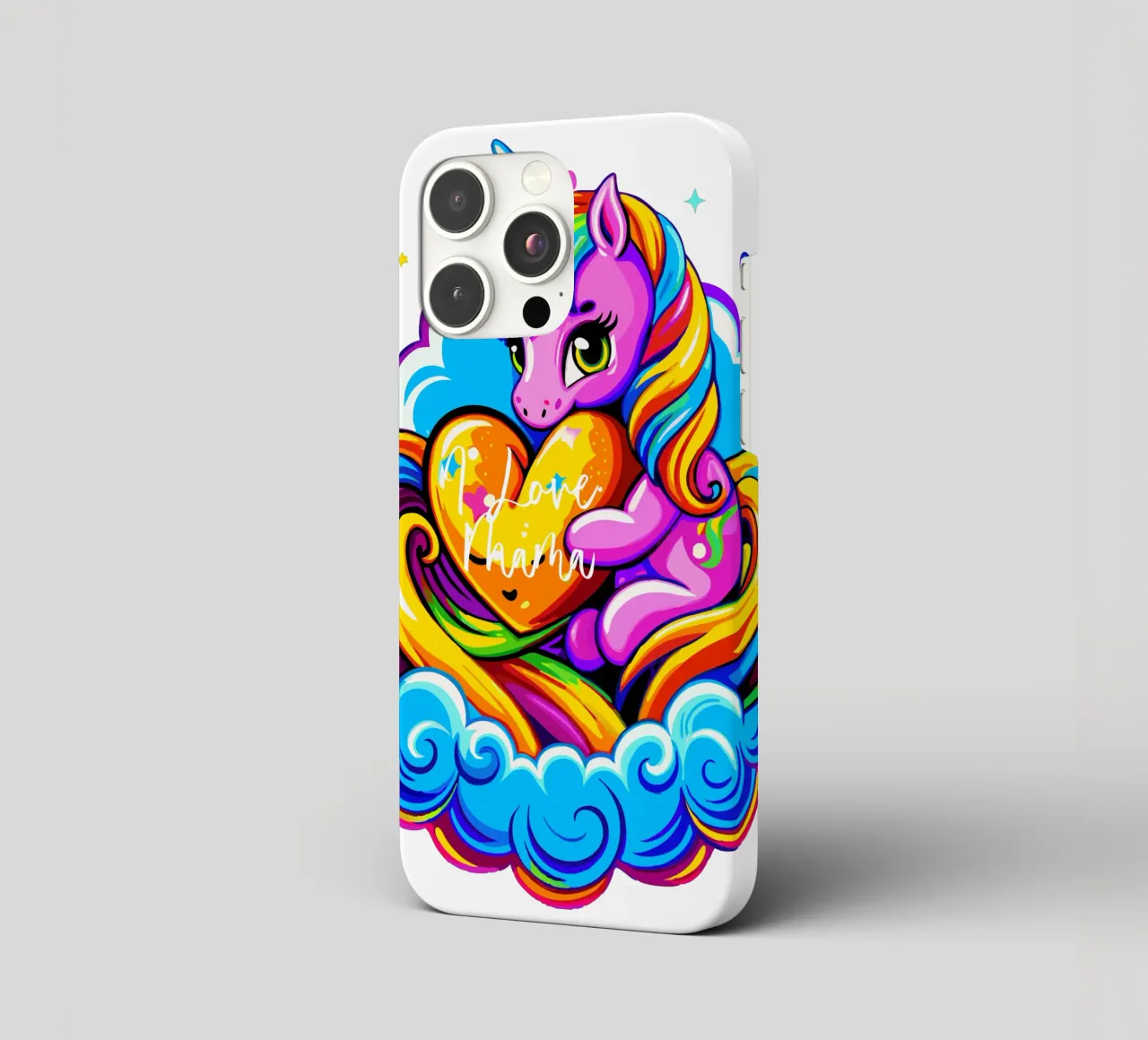 Cute Unicorn Hugging a Heart Pillow on a Cloud - Custom Text cover iphone da Artnesia