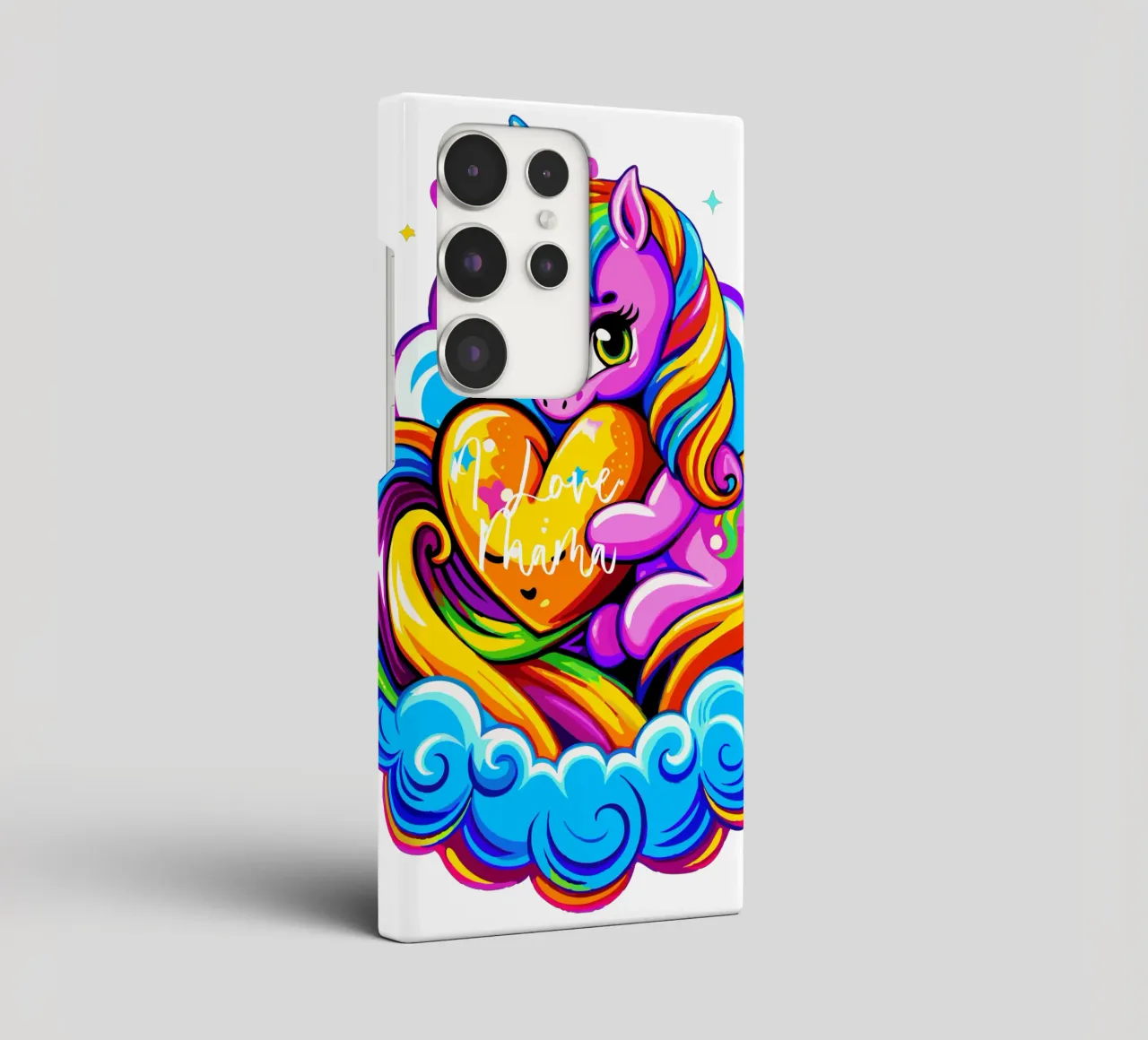 Cute Unicorn Hugging a Heart Pillow on a Cloud - Custom Text Samsung Hülle von Artnesia
