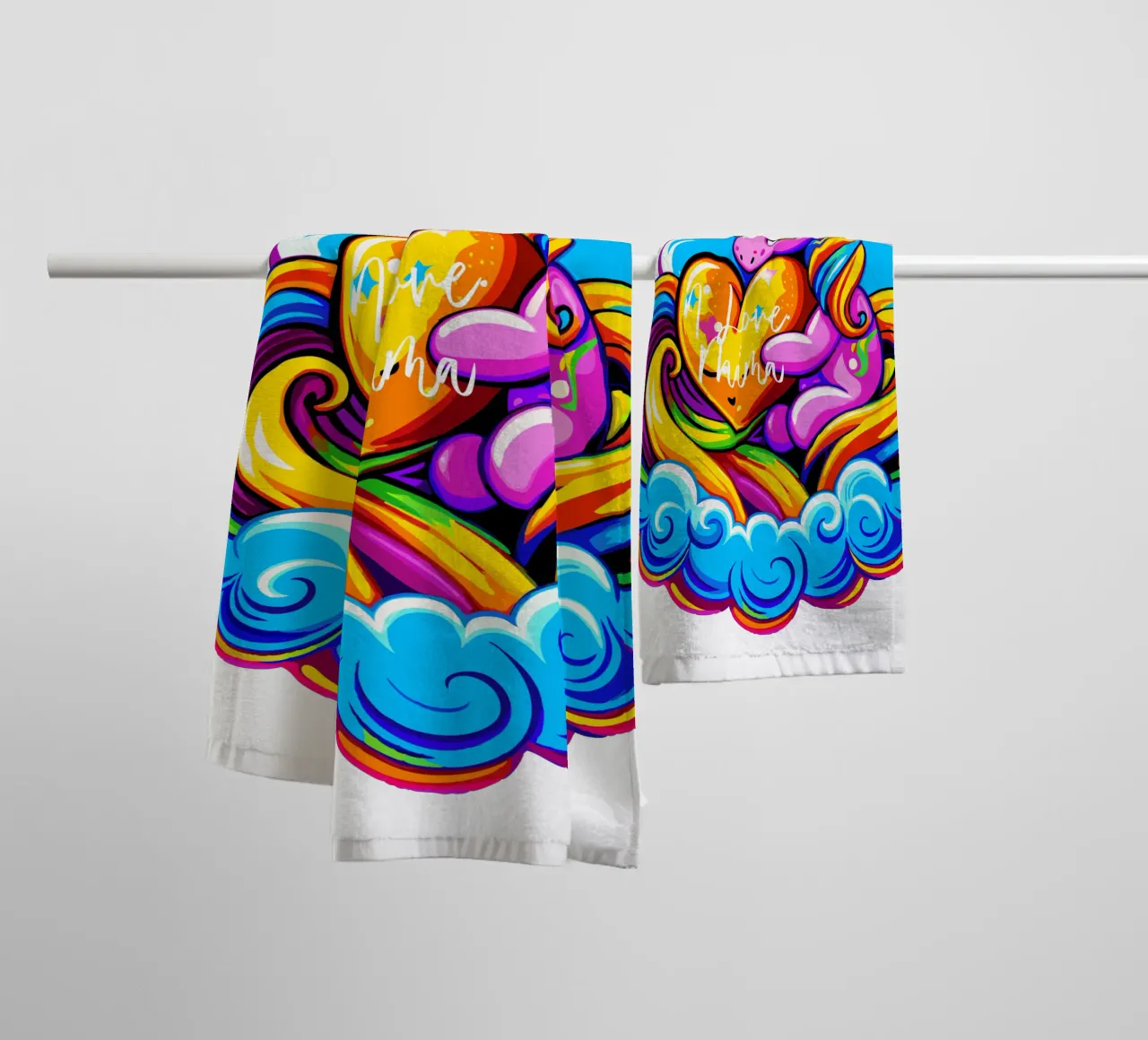 Cute Unicorn Hugging a Heart Pillow on a Cloud - Custom Text asciugamano da bagno da Artnesia