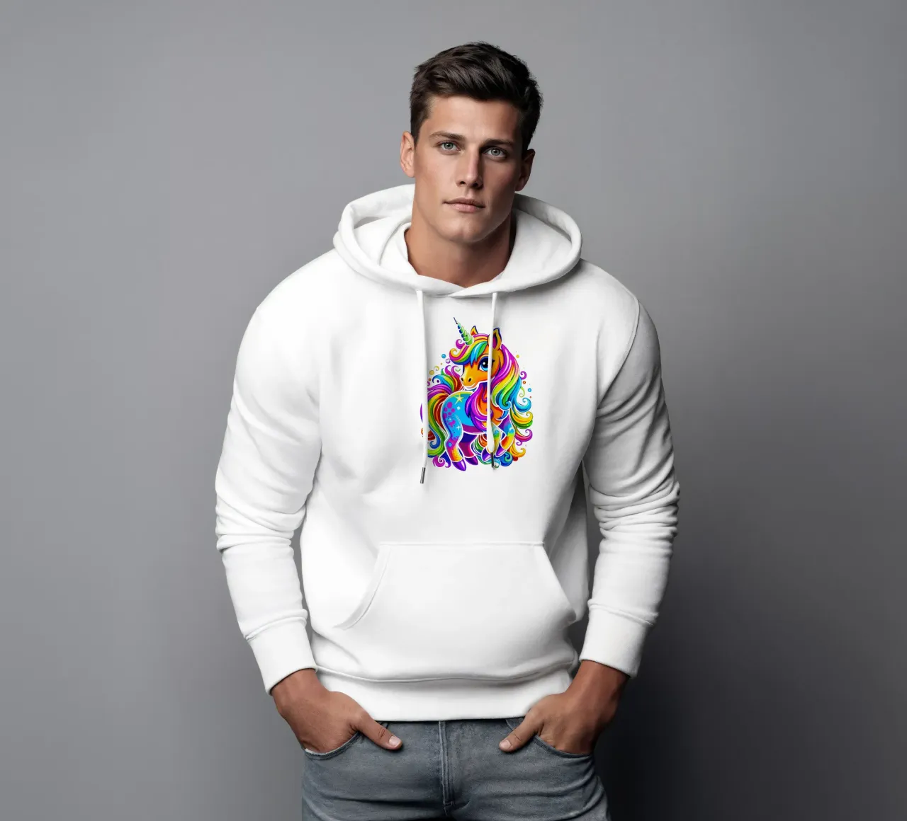 Deslumbrante delicia de un lindo unicornio arco iris sudadera con capucha de Artnesia
