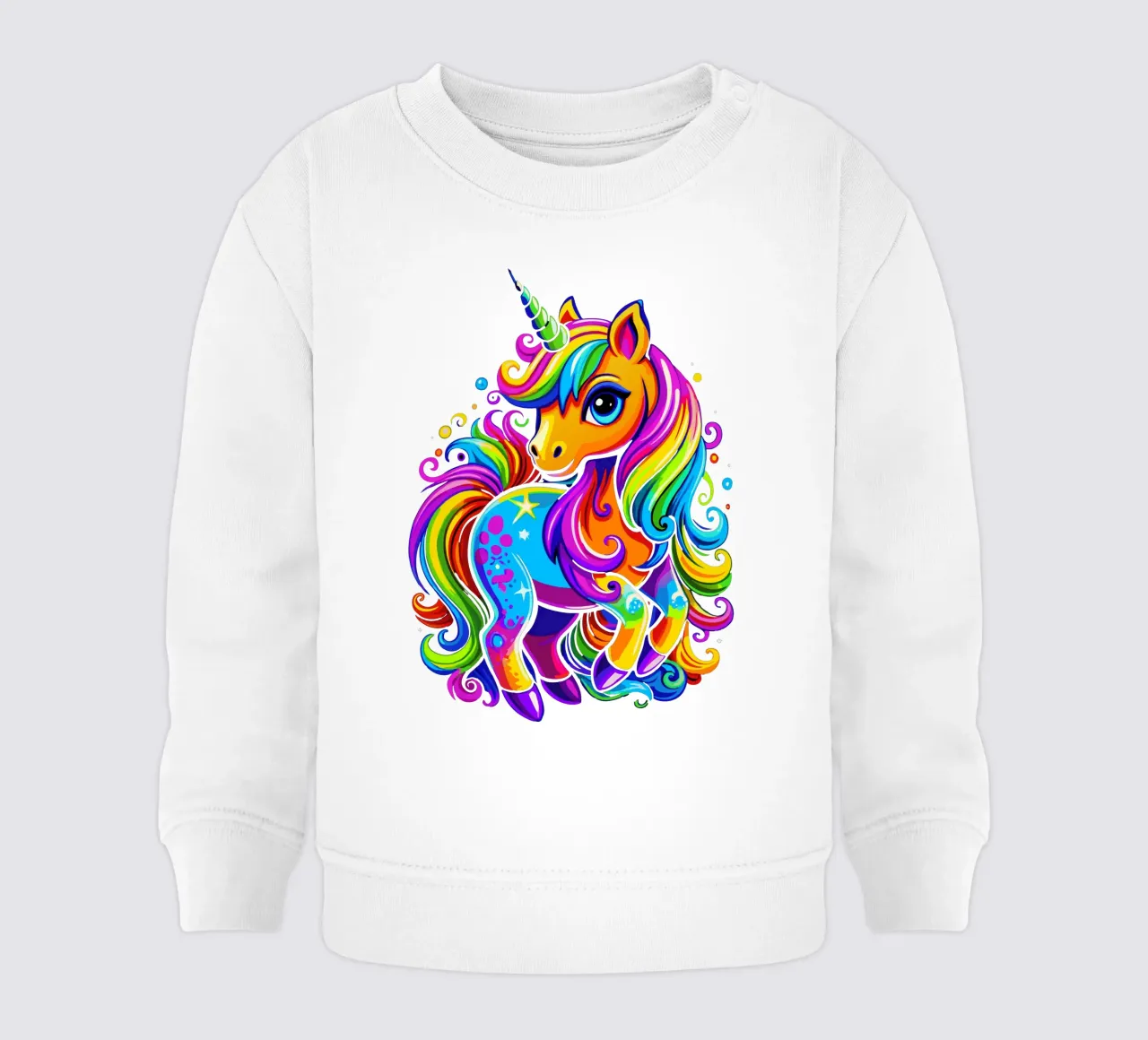 Deslumbrante delicia de un lindo unicornio arco iris sudadera de bebé de Artnesia