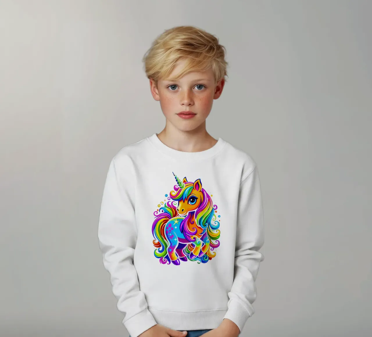 Deslumbrante delicia de un lindo unicornio arco iris sudadera para niño de Artnesia