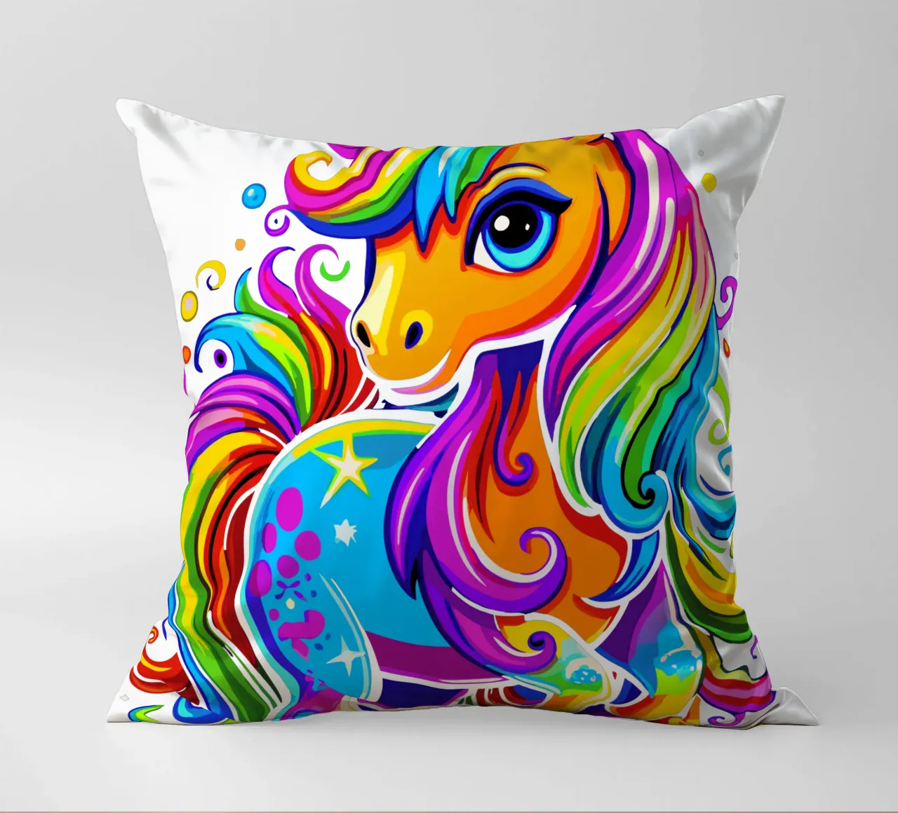 Deslumbrante delicia de un lindo unicornio arco iris cojín de Artnesia