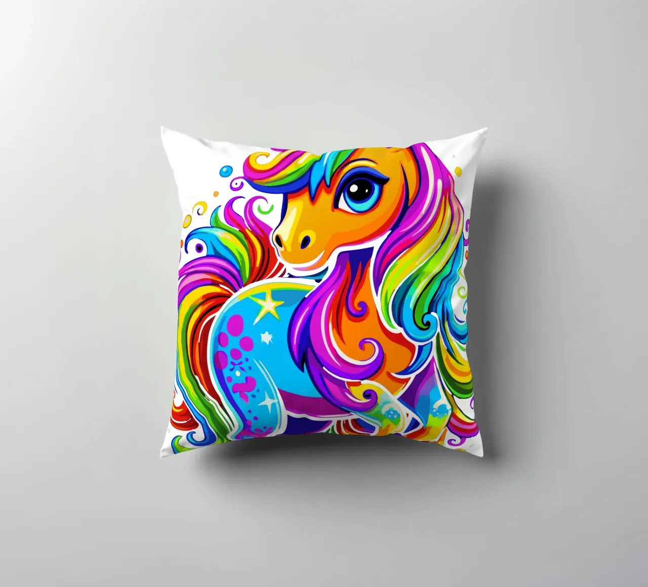 Deslumbrante delicia de un lindo unicornio arco iris cojín de Artnesia