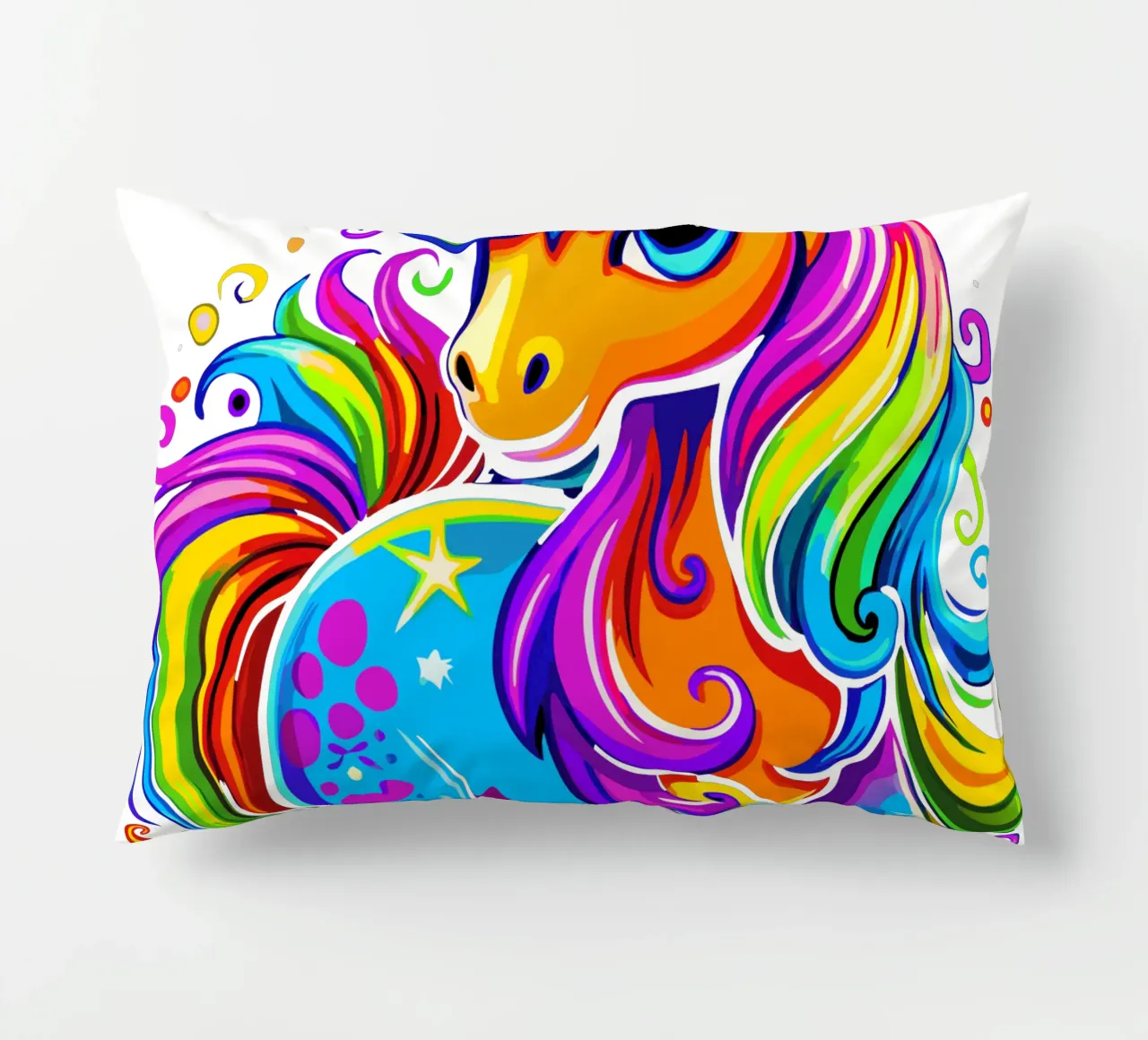 Deslumbrante delicia de un lindo unicornio arco iris cojín de Artnesia