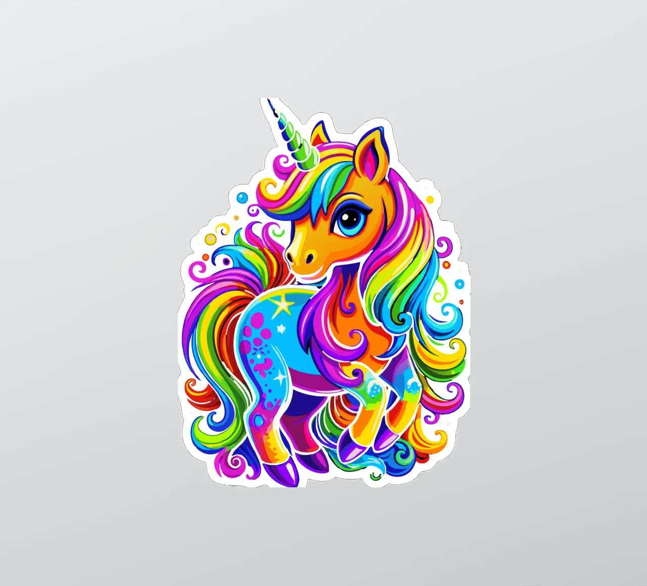 Deslumbrante delicia de un lindo unicornio arco iris pegatina de Artnesia