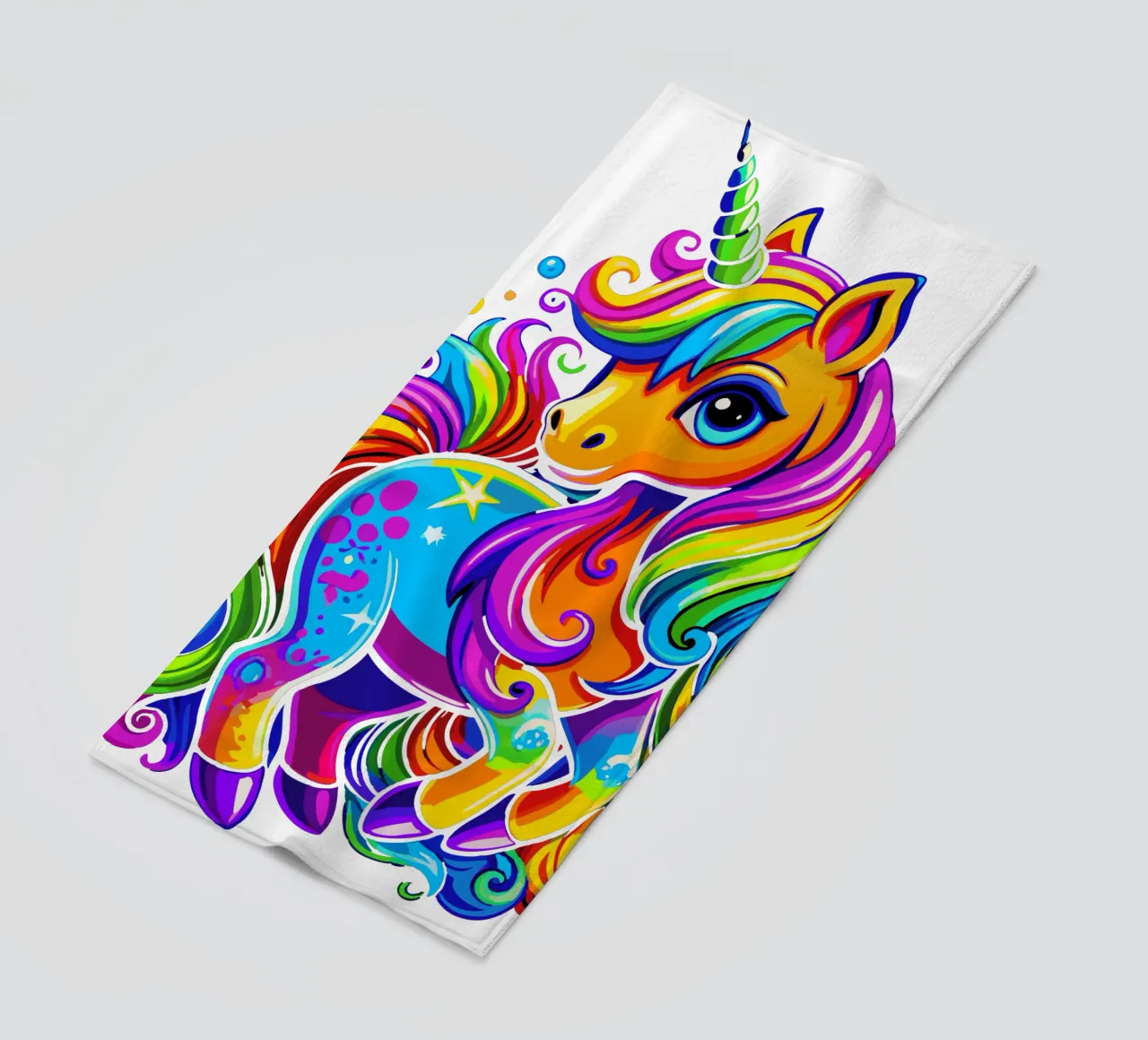 Deslumbrante delicia de un lindo unicornio arco iris toalla de playa de Artnesia