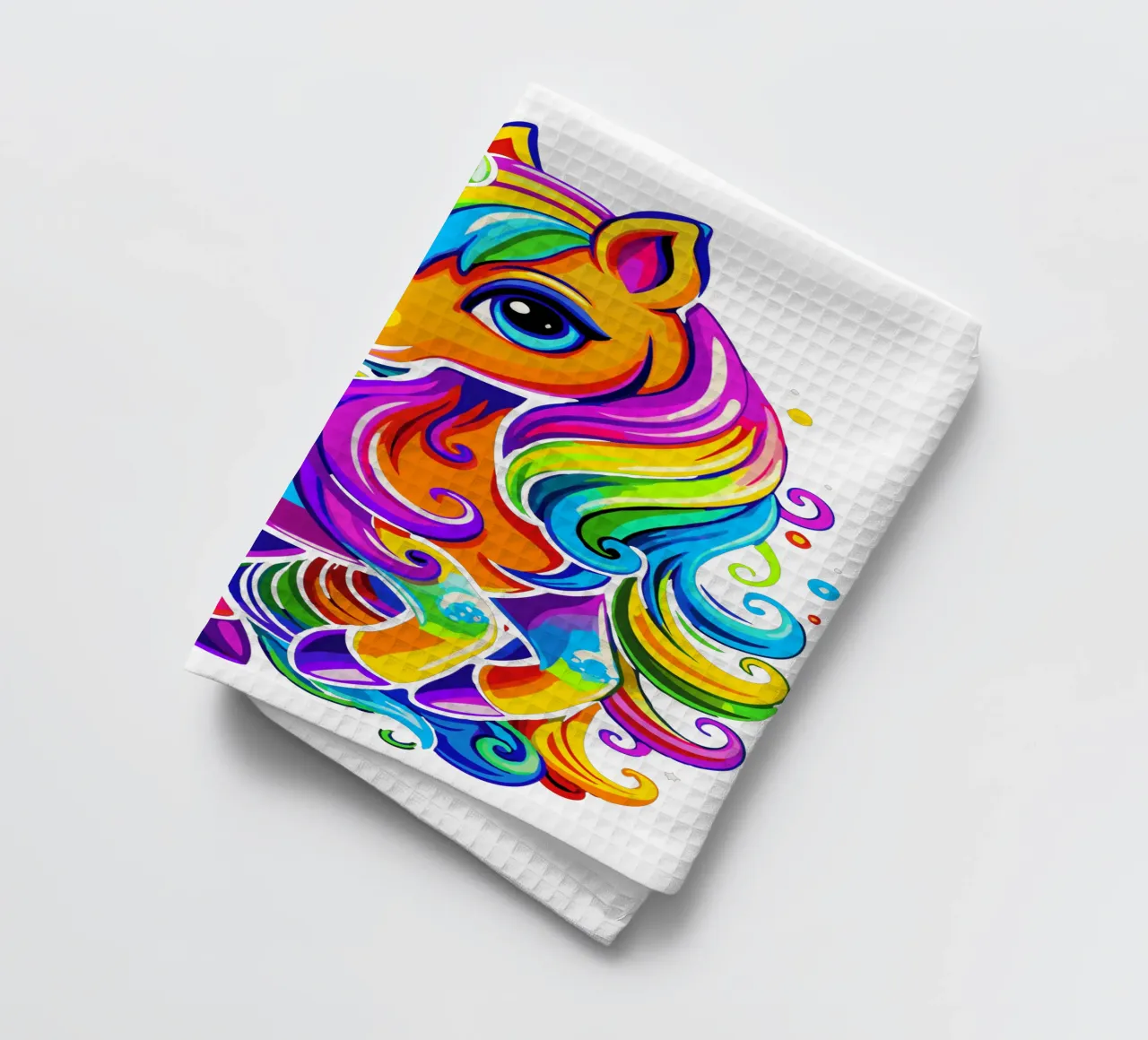 Deslumbrante delicia de un lindo unicornio arco iris paño de cocina de Artnesia