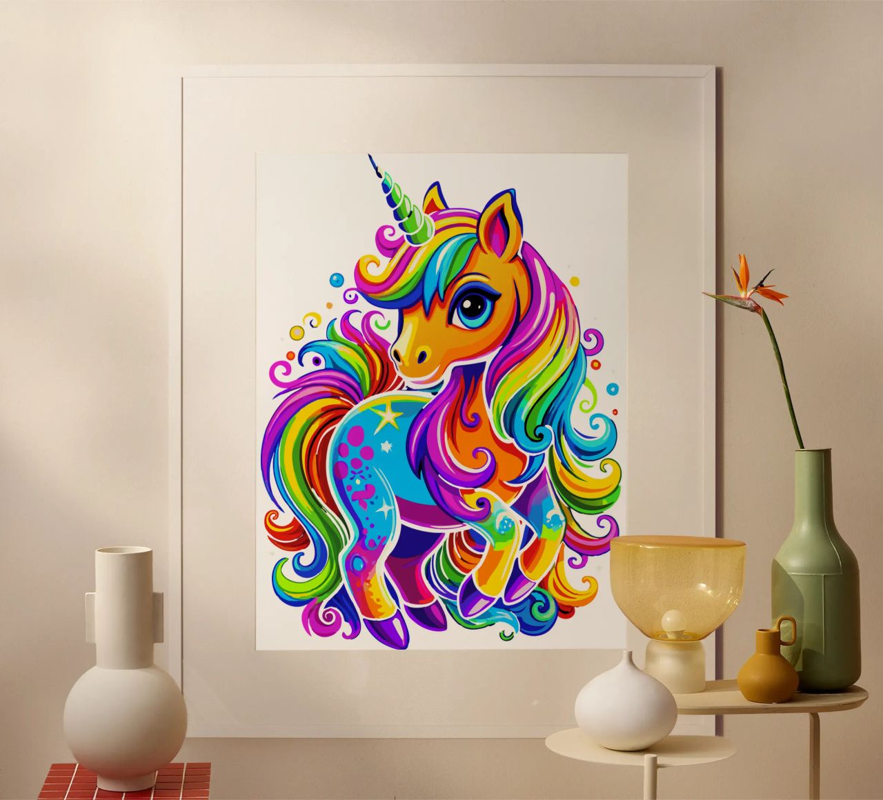 Schillernder Regenbogen Niedliches Einhorn Vergnügen Poster von Artnesia