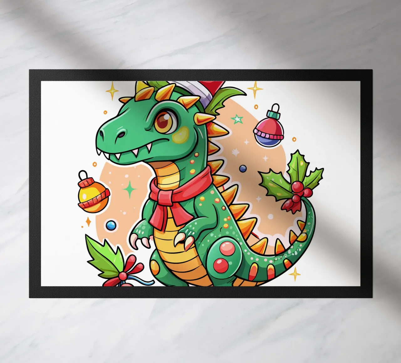 Festive Christmas Cute Dinosaur - Custom Text zerbino da Artnesia