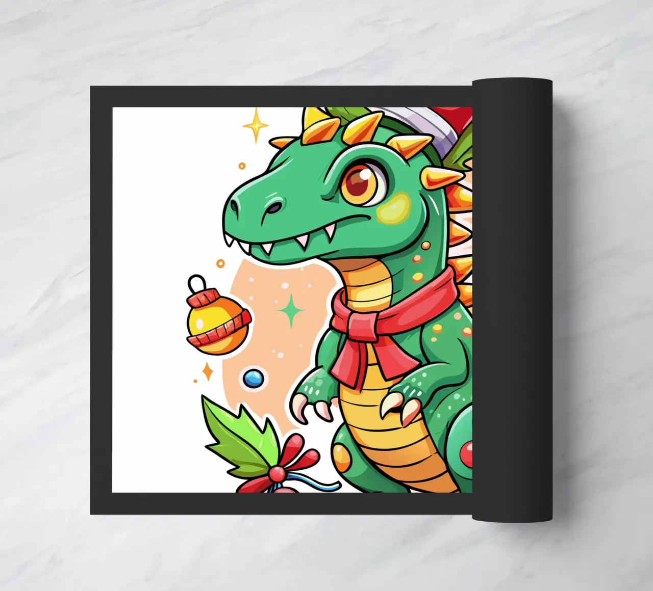Festive Christmas Cute Dinosaur - Custom Text zerbino da Artnesia