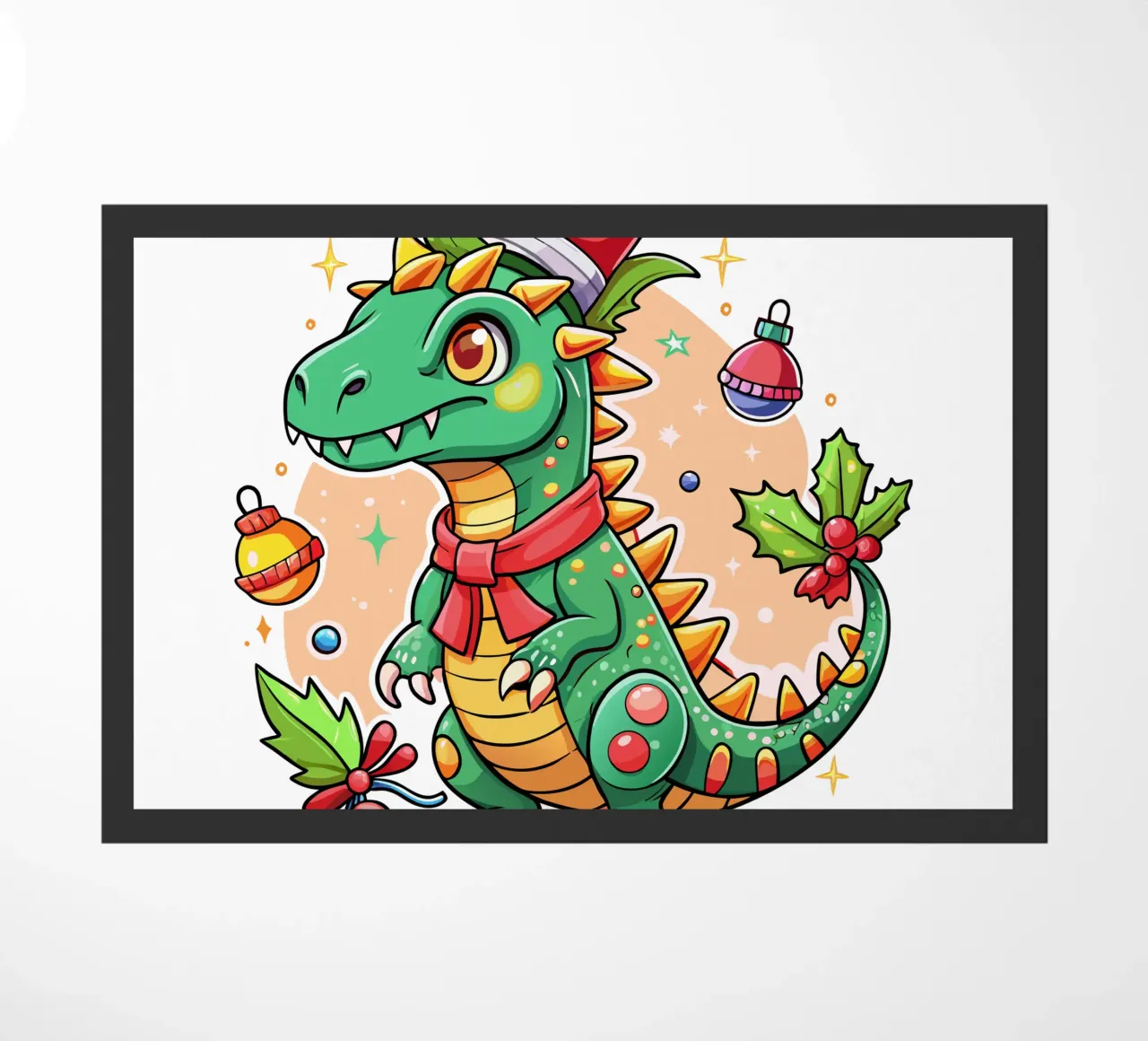 Festive Christmas Cute Dinosaur - Custom Text zerbino da Artnesia