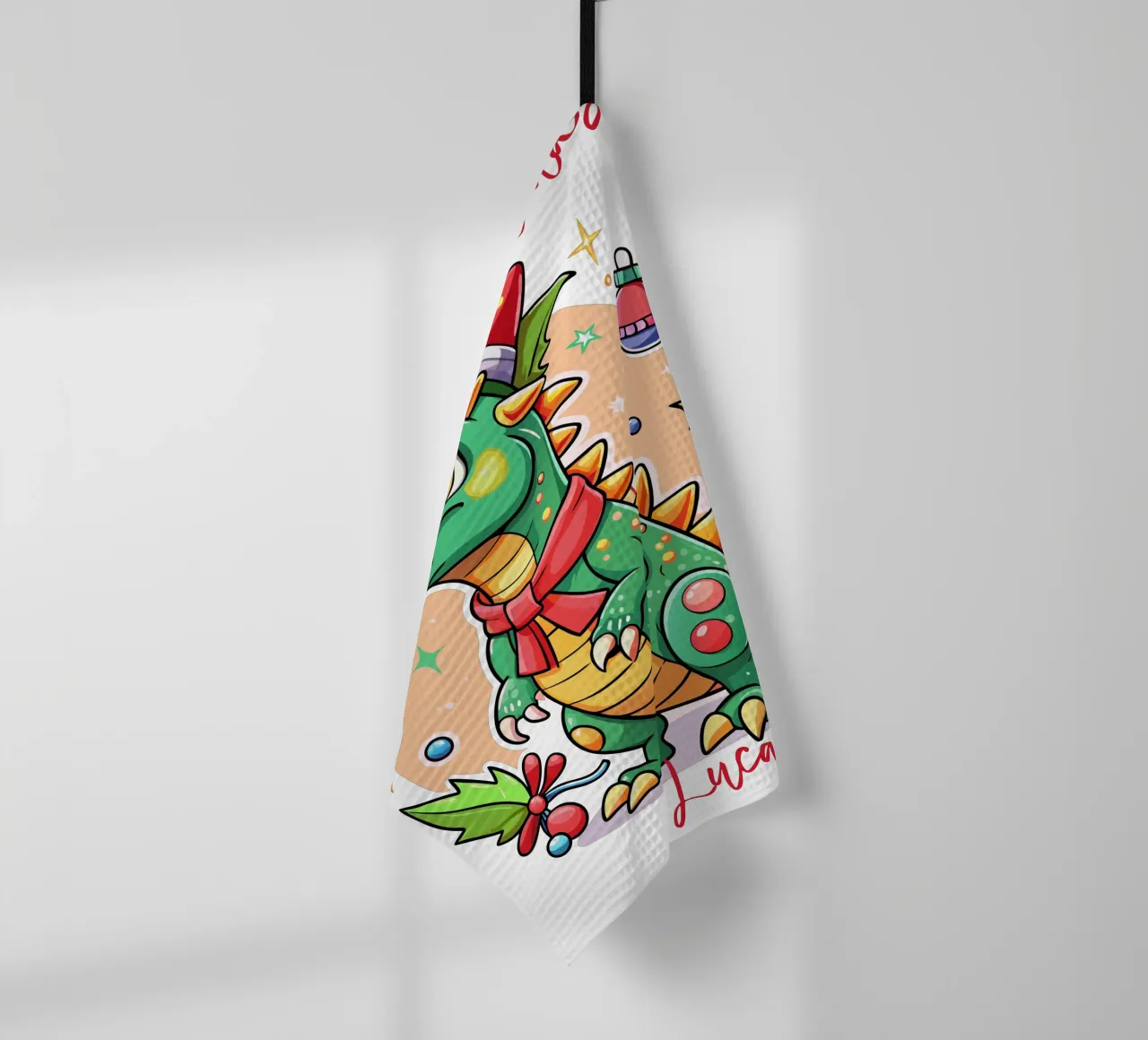 Festive Christmas Cute Dinosaur - Custom Text canovaccio da cucina da Artnesia