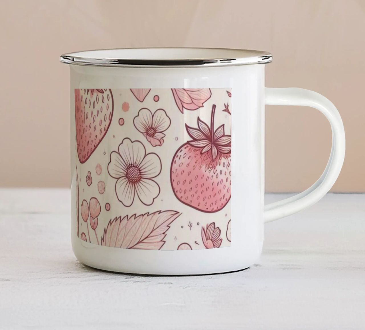 Strawberries tazza in smalto da Digital Naive