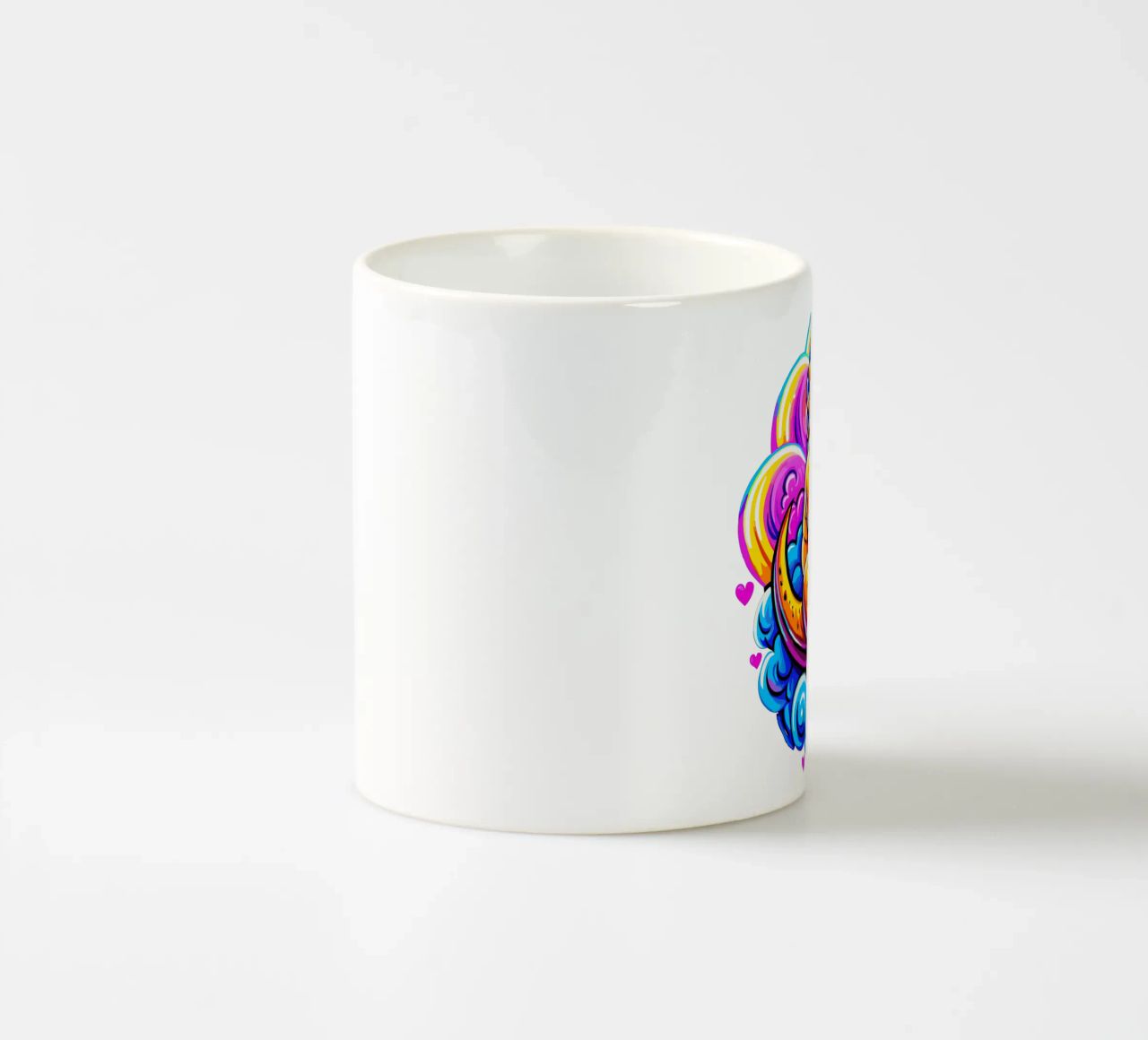 Cute Dino Hugging a Heart Pillow on a Cloud - Custom Text taza de cerámica de Artnesia