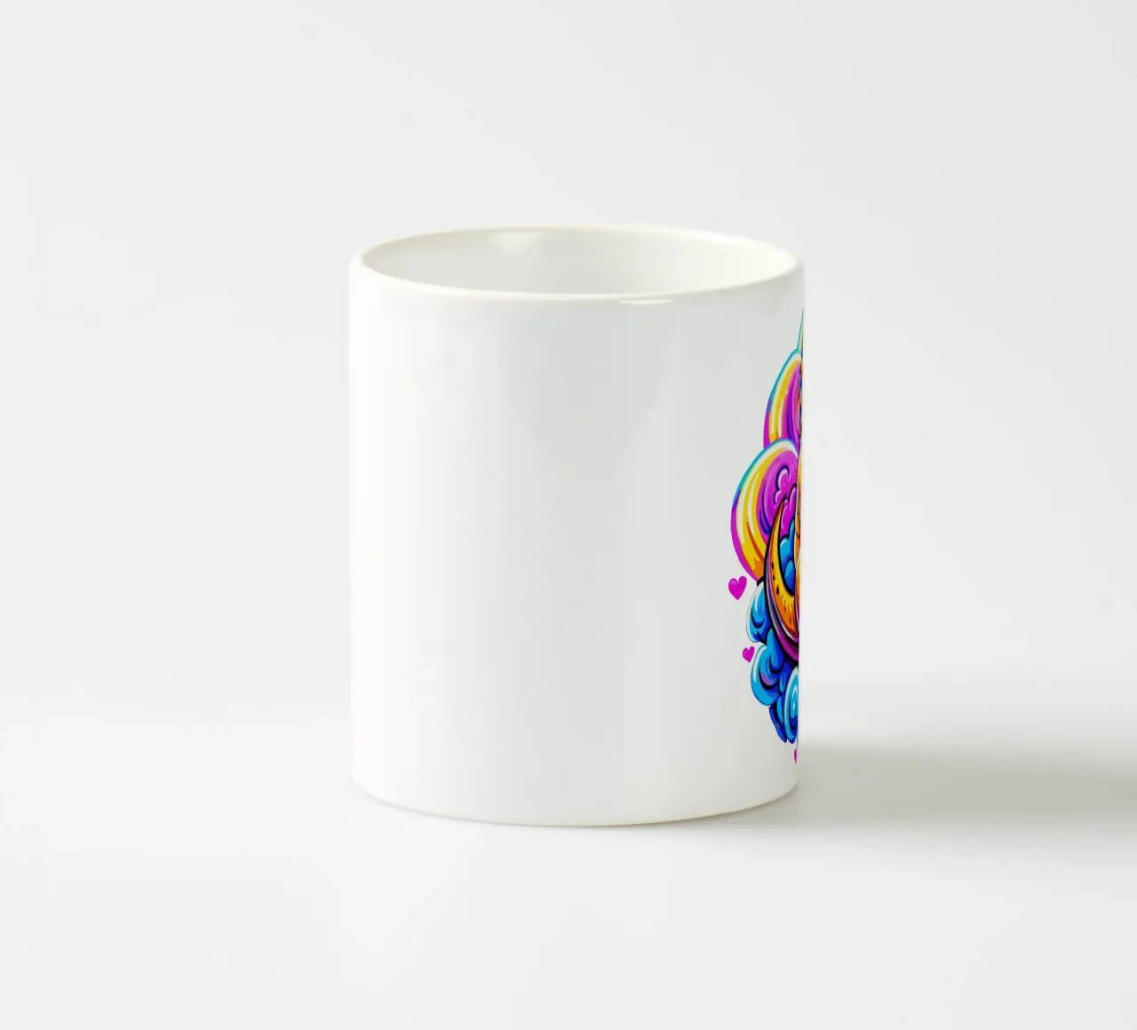 Cute Dino Hugging a Heart Pillow on a Cloud - Custom Text Keramik Tasse von Artnesia