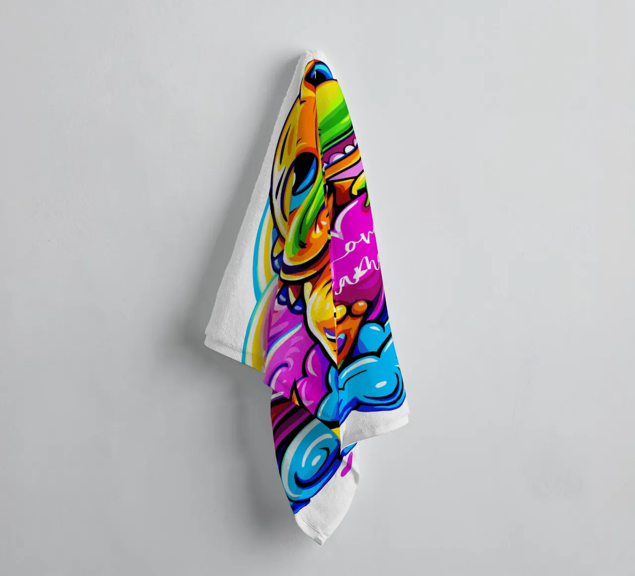 Cute Dino Hugging a Heart Pillow on a Cloud - Custom Text asciugamano da bagno da Artnesia