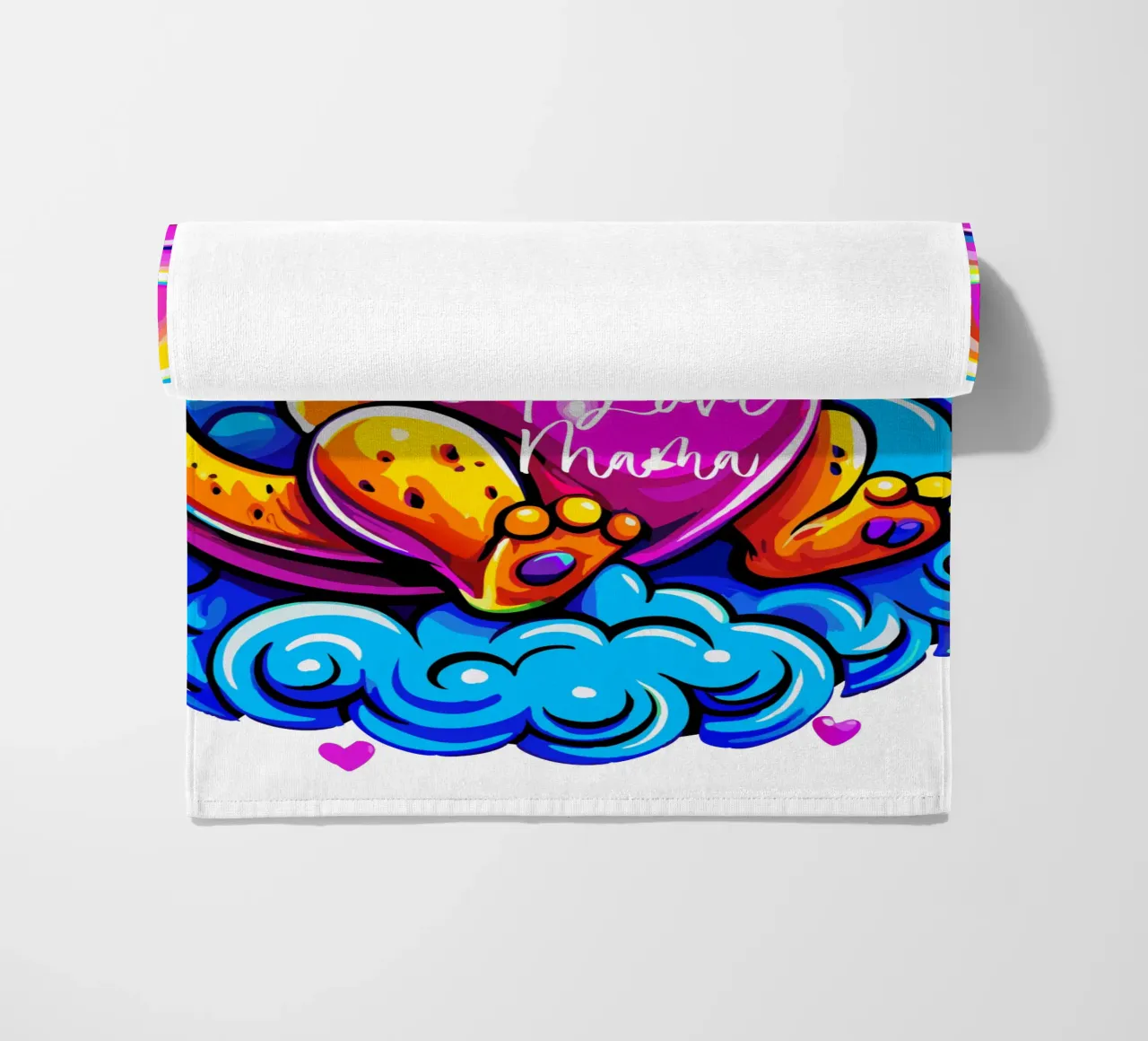 Cute Dino Hugging a Heart Pillow on a Cloud - Custom Text telo mare da Artnesia