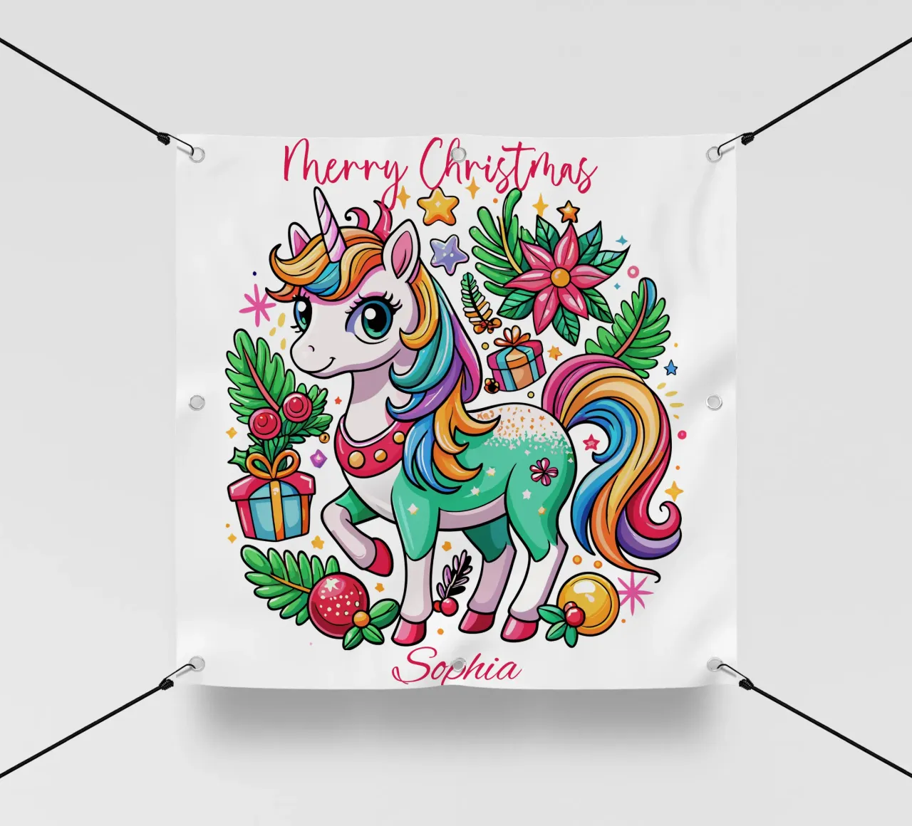 Magical Christmas Cute Unicorn - Add Custom Event and Name pvc cover by Artnesia