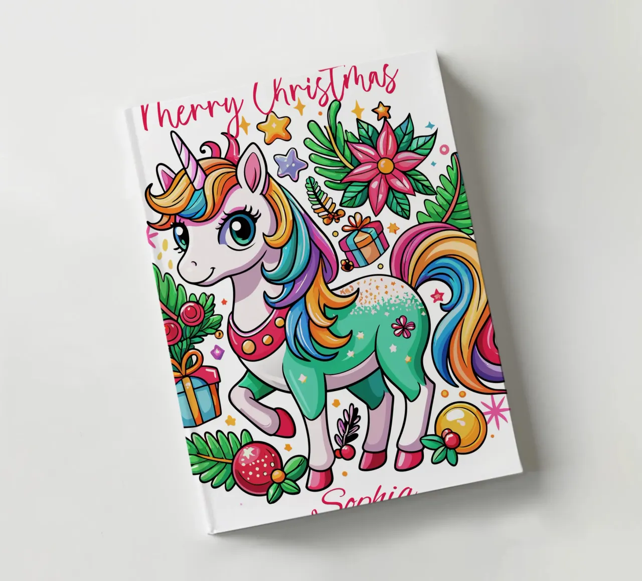 Noël Magique Mignonne Licorne - Ajouter un événement et un nom personnalisés carnet de notes de Artnesia