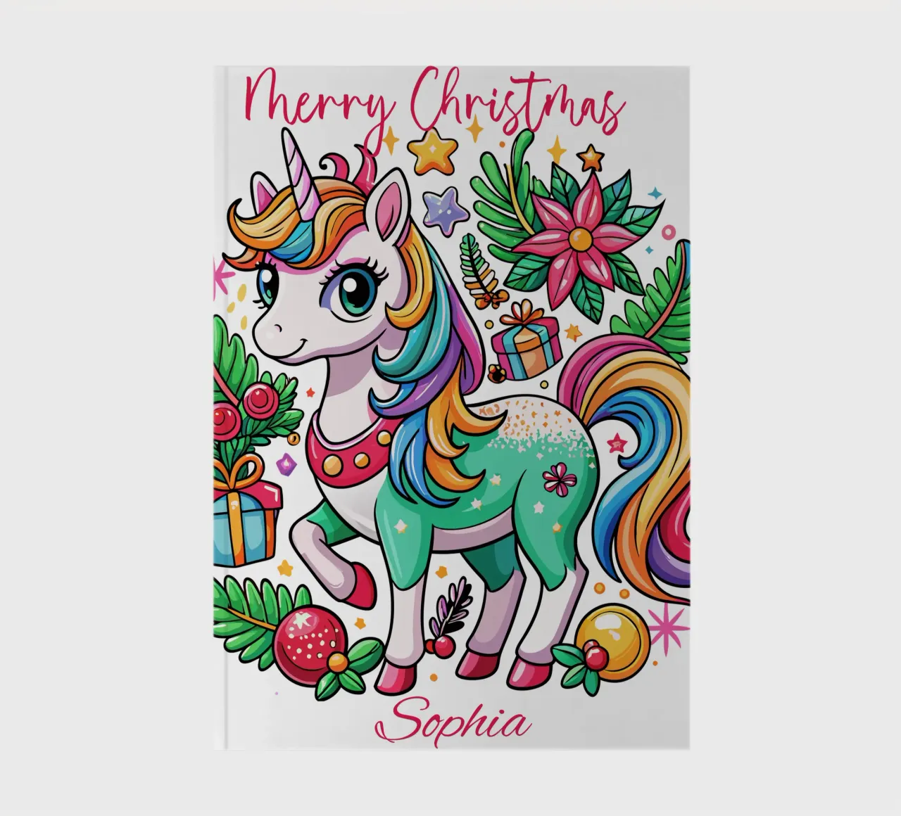 Noël Magique Mignonne Licorne - Ajouter un événement et un nom personnalisés carnet de notes de Artnesia