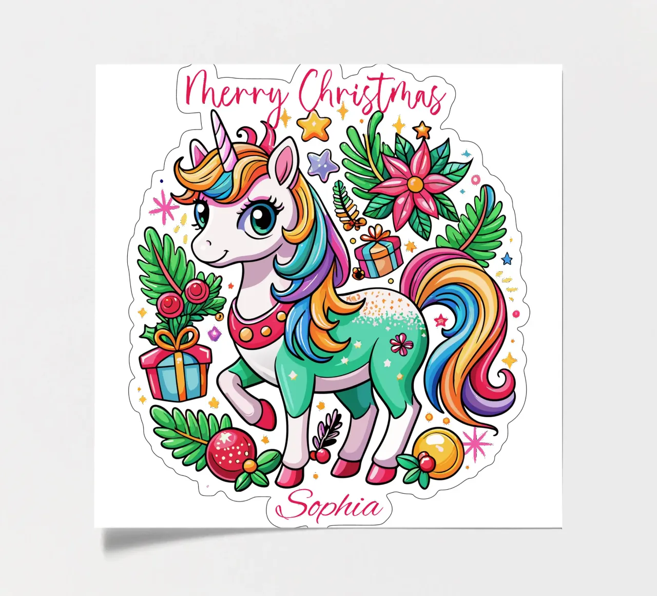 Magical Christmas Cute Unicorn - Add Custom Event and Name sticker sheet by Artnesia