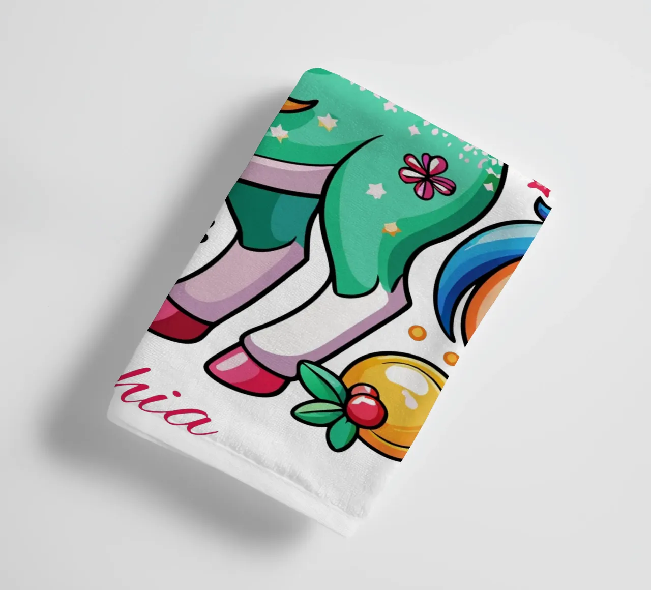 Magical Christmas Cute Unicorn - Add Custom Event and Name towel by Artnesia