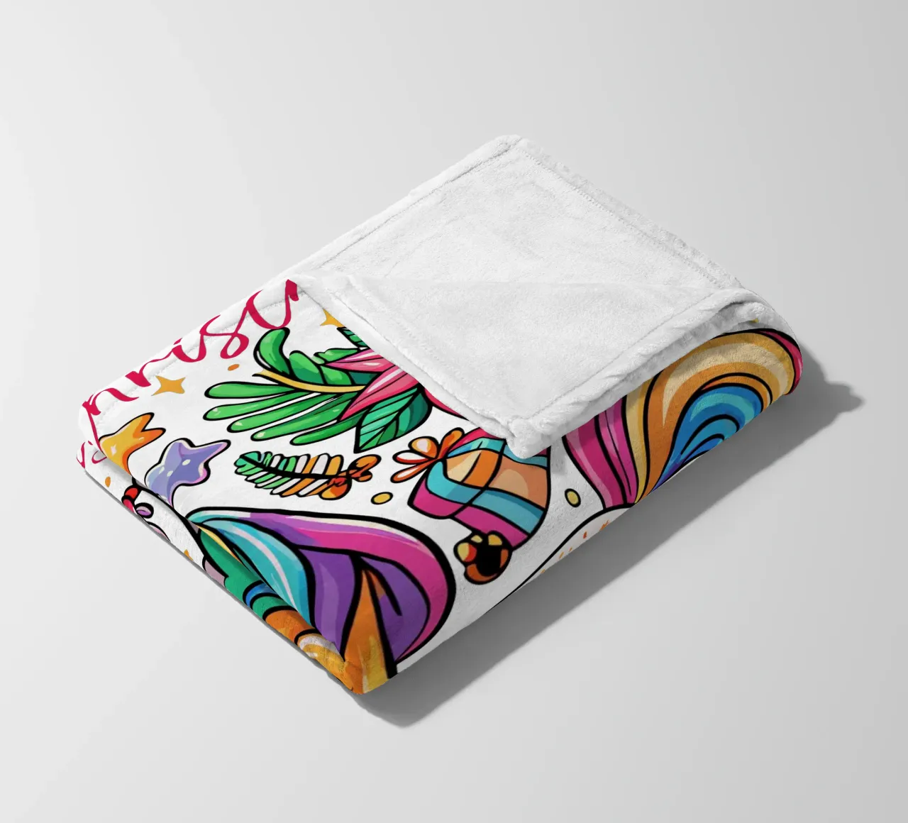 Magical Christmas Cute Unicorn - Add Custom Event and Name fleece blanket by Artnesia