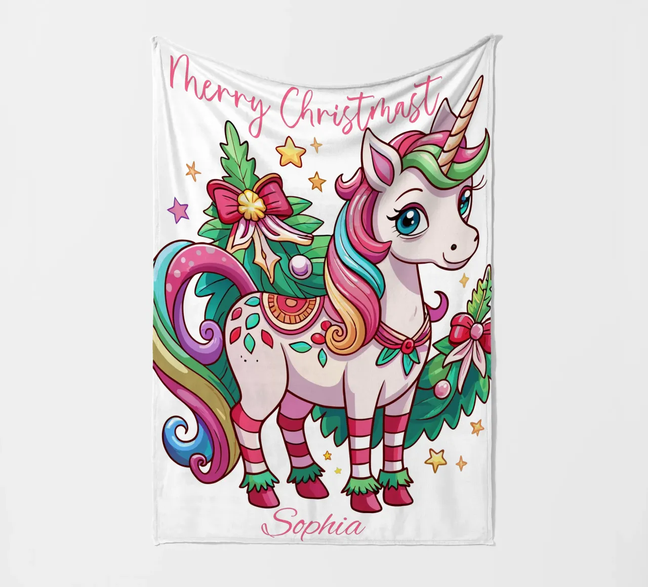 Magical Christmas Cute Unicorn - Add Custom Event and Name coperta in pile da Artnesia