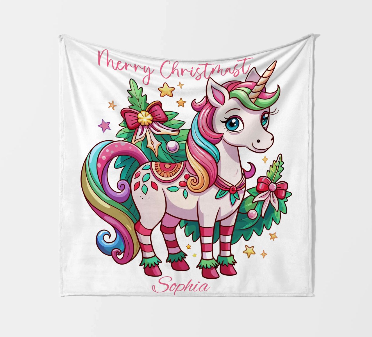 Magical Christmas Cute Unicorn - Add Custom Event and Name Fleecedecke von Artnesia