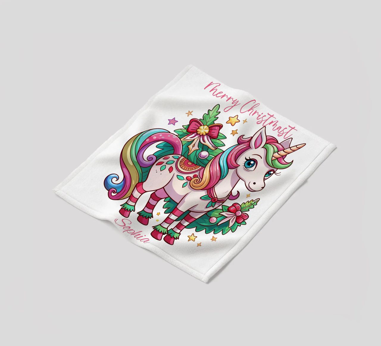 Magical Christmas Cute Unicorn - Add Custom Event and Name Fleecedecke von Artnesia