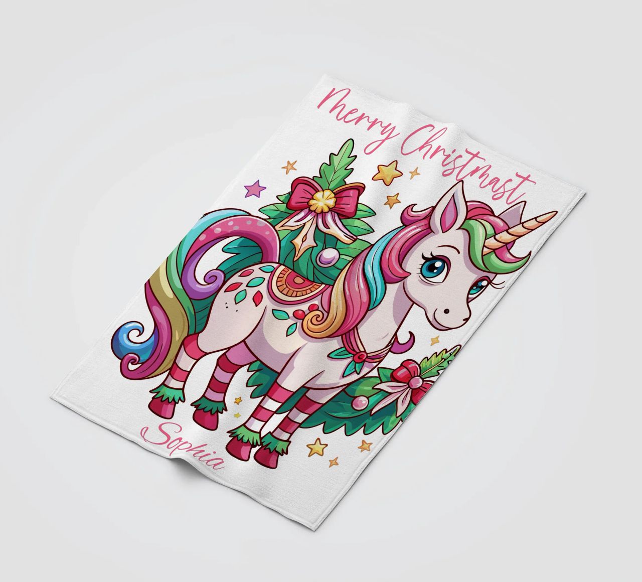 Magical Christmas Cute Unicorn - Add Custom Event and Name Fleecedecke von Artnesia