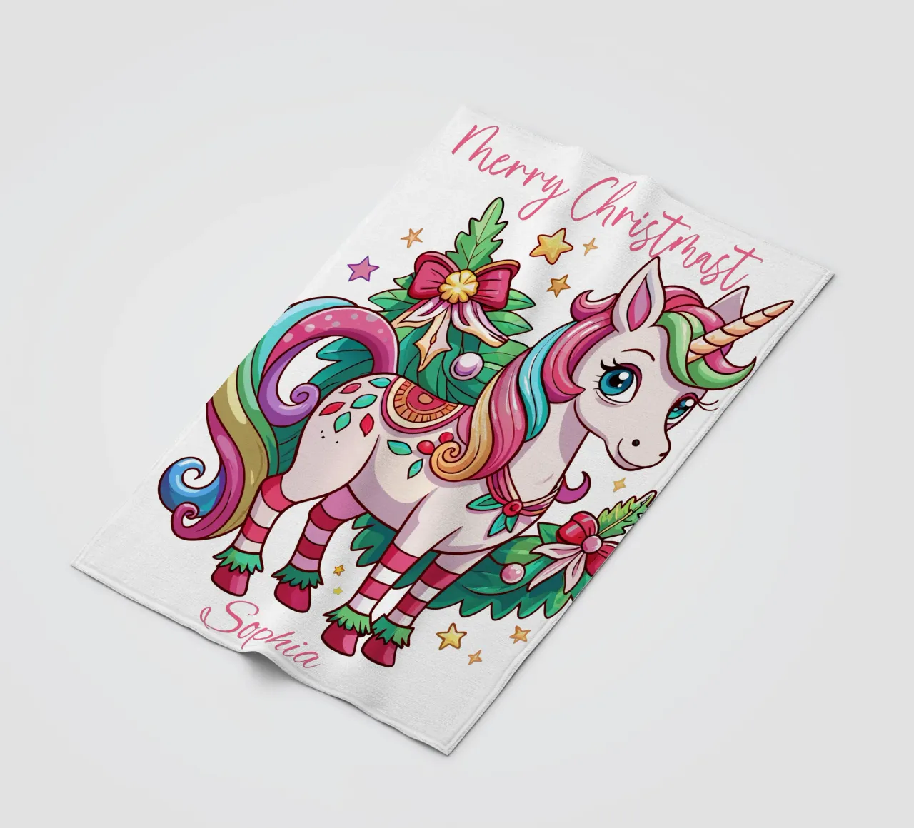 Magical Christmas Cute Unicorn - Add Custom Event and Name plaid polaire de Artnesia