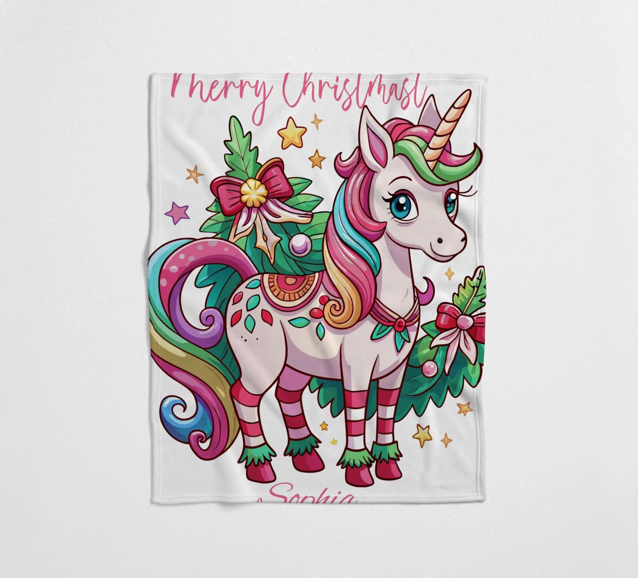 Magical Christmas Cute Unicorn - Add Custom Event and Name Fleecedecke von Artnesia