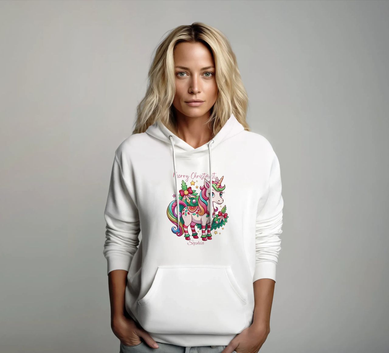 Magical Christmas Cute Unicorn - Add Custom Event and Name felpa con cappuccio da Artnesia
