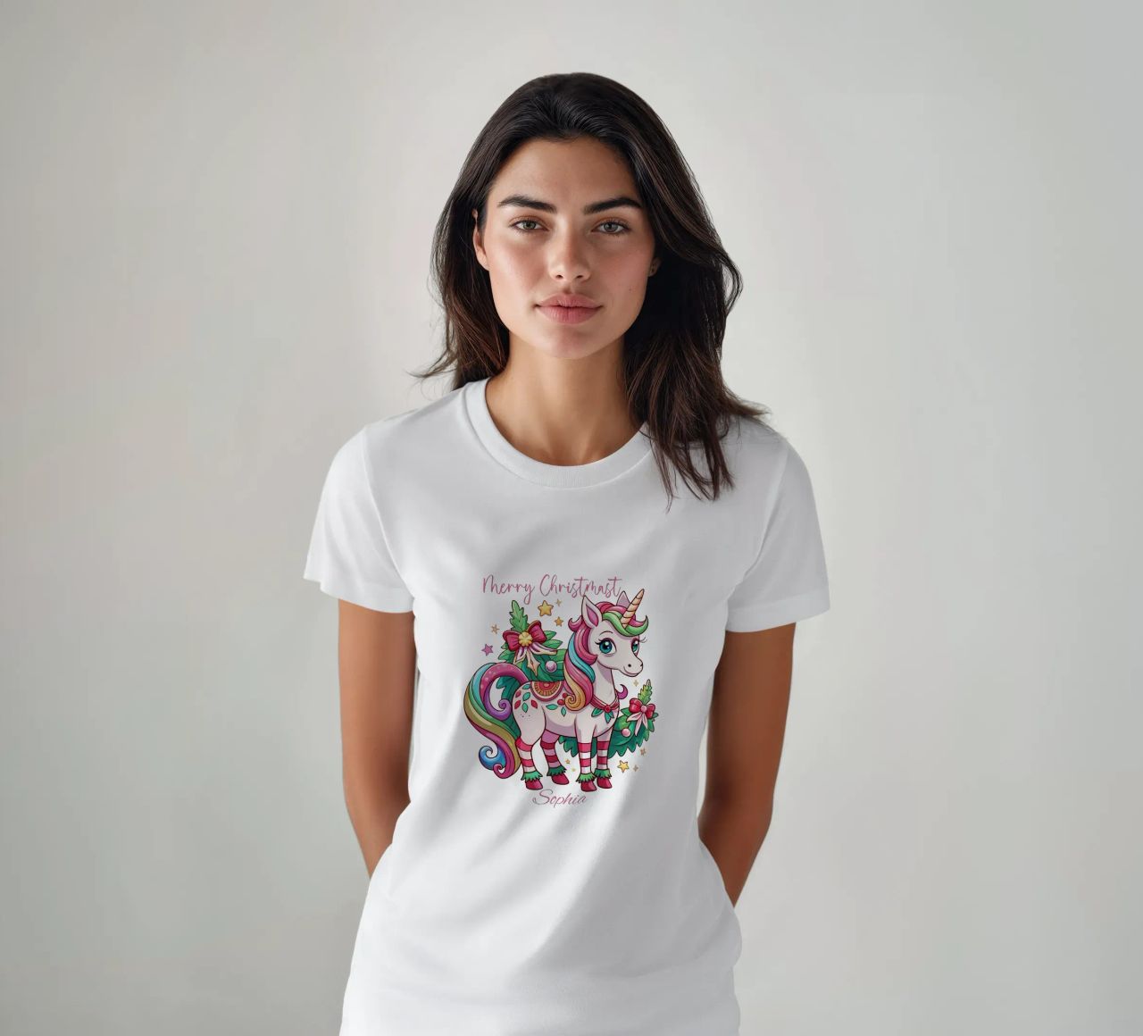 Magical Christmas Cute Unicorn - Add Custom Event and Name T-Shirt von Artnesia