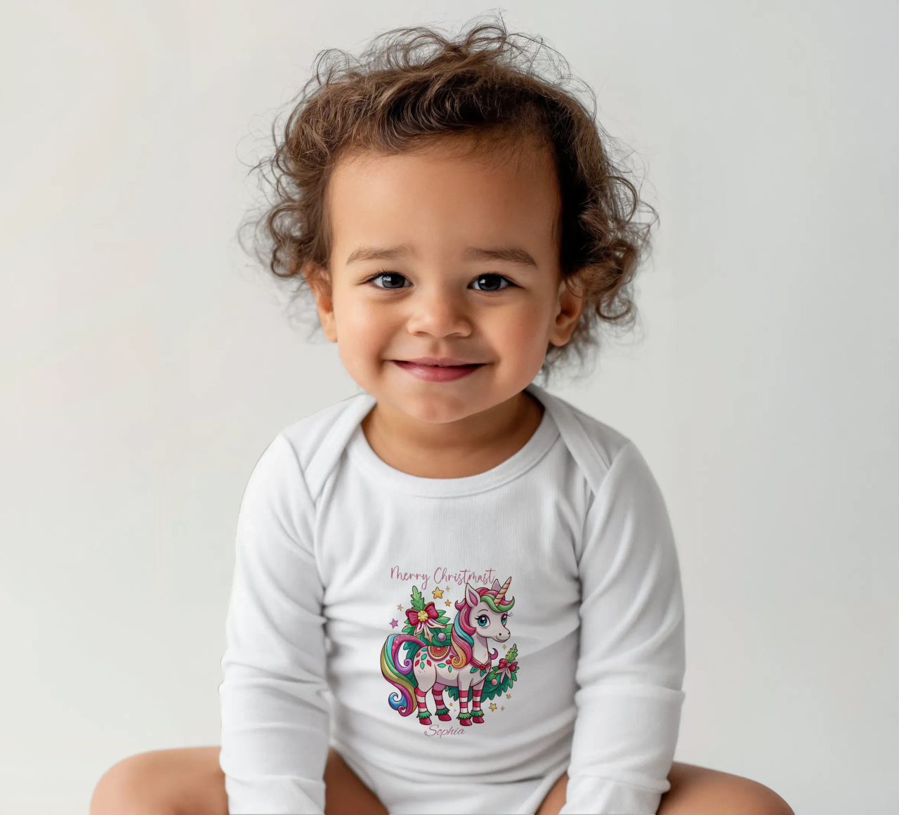 Magical Christmas Cute Unicorn - Add Custom Event and Name body neonato maniche lunghe da Artnesia