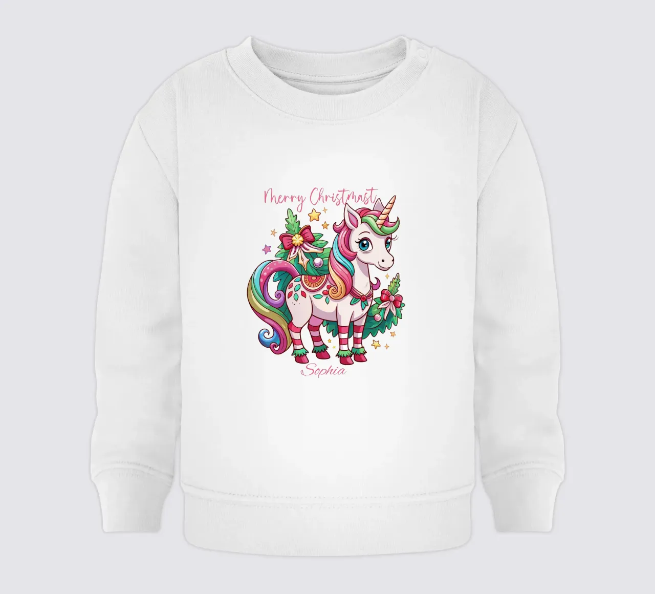 Magical Christmas Cute Unicorn - Add Custom Event and Name baby sweatshirt by Artnesia