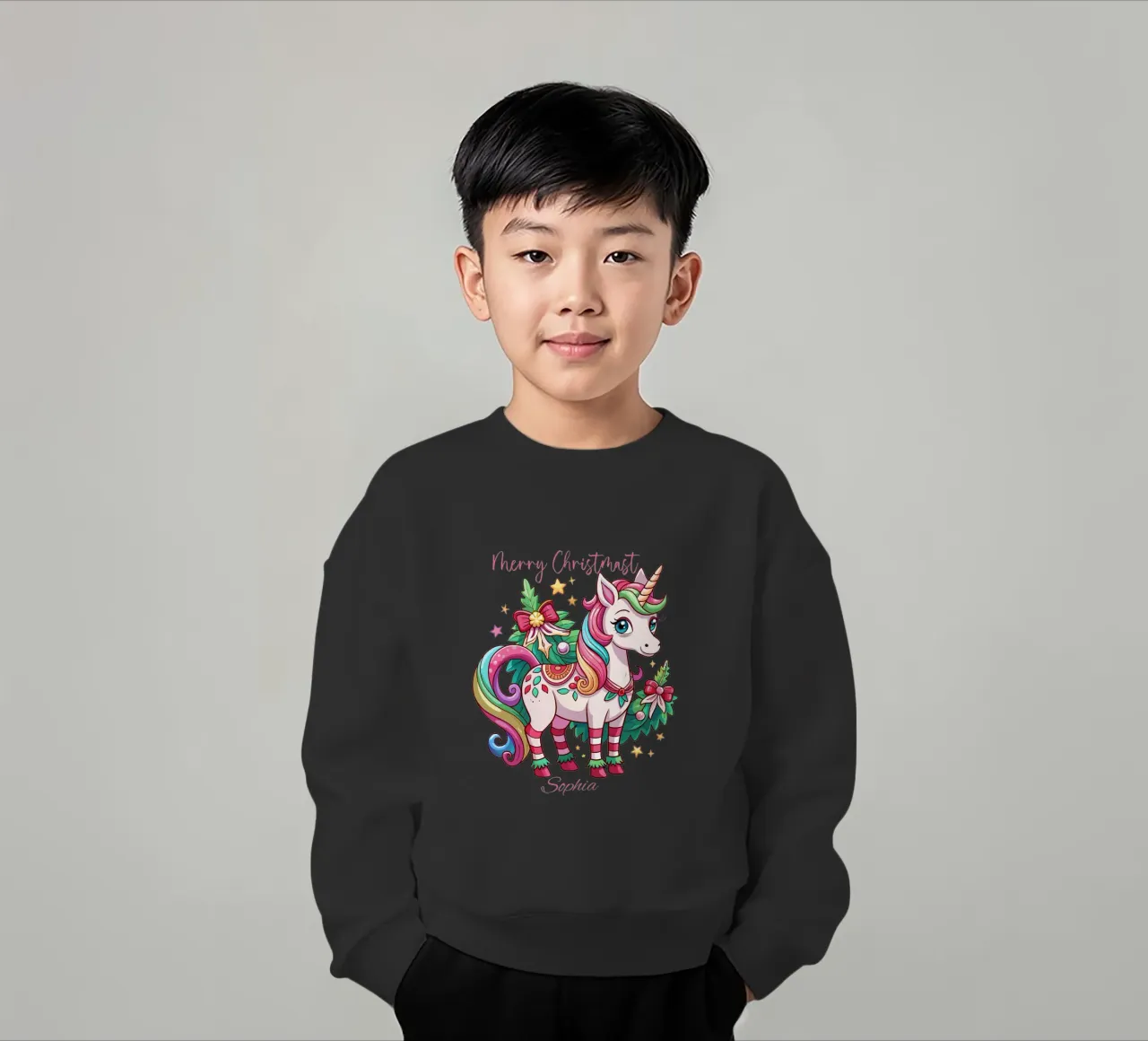 Magical Christmas Cute Unicorn - Add Custom Event and Name felpa bambino da Artnesia