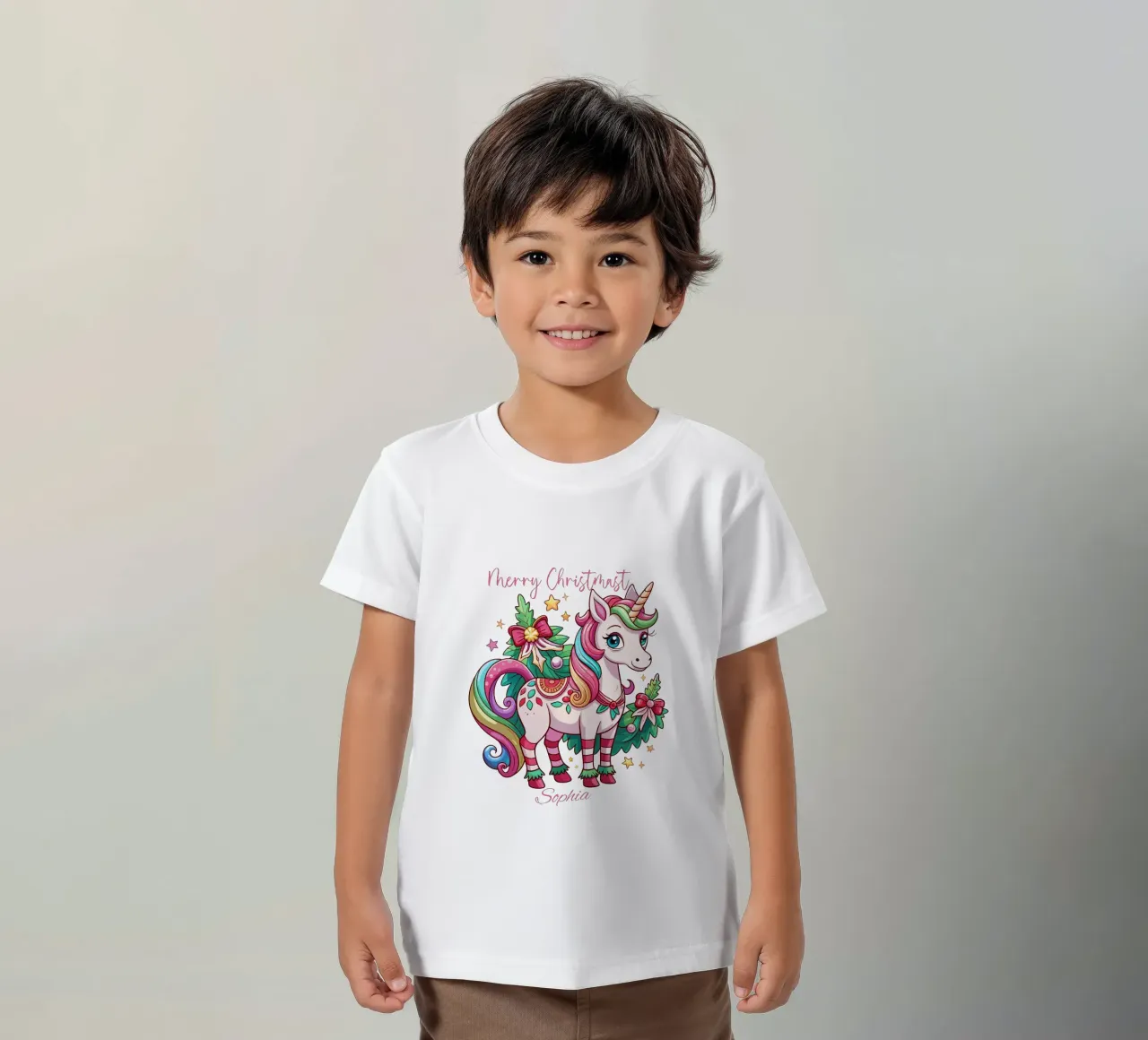 Magical Christmas Cute Unicorn - Add Custom Event and Name camiseta para niños de Artnesia