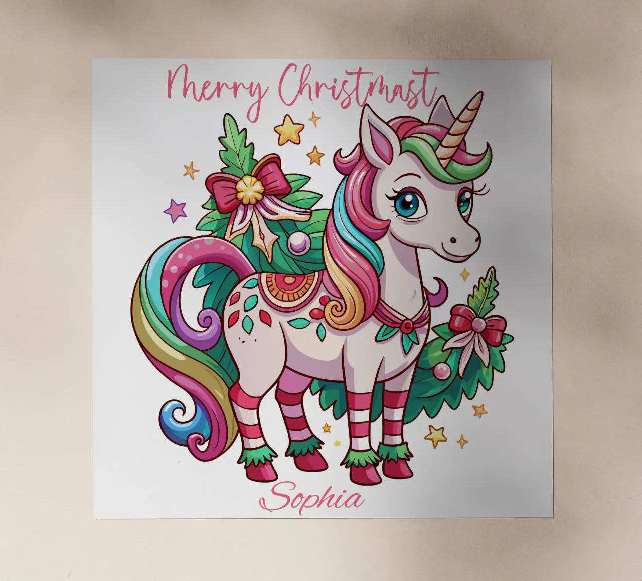 Magical Christmas Cute Unicorn - Add Custom Event and Name pellicola backlit da Artnesia