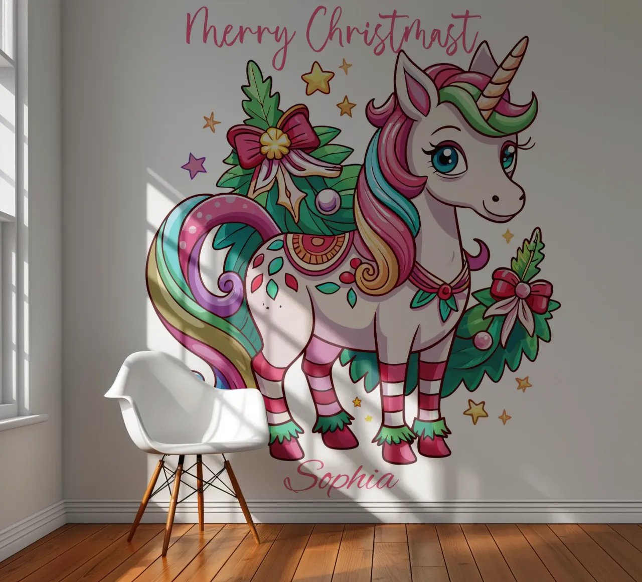Magical Christmas Cute Unicorn - Add Custom Event and Name papier peint photo de Artnesia