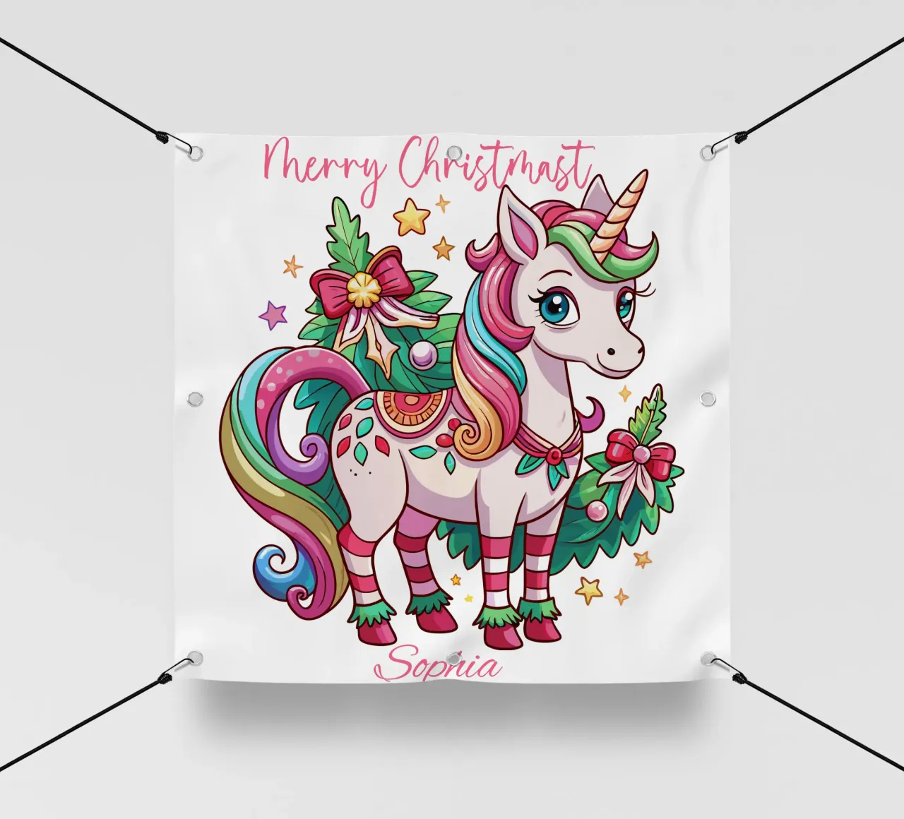 Magical Christmas Cute Unicorn - Add Custom Event and Name telo in pvc da Artnesia