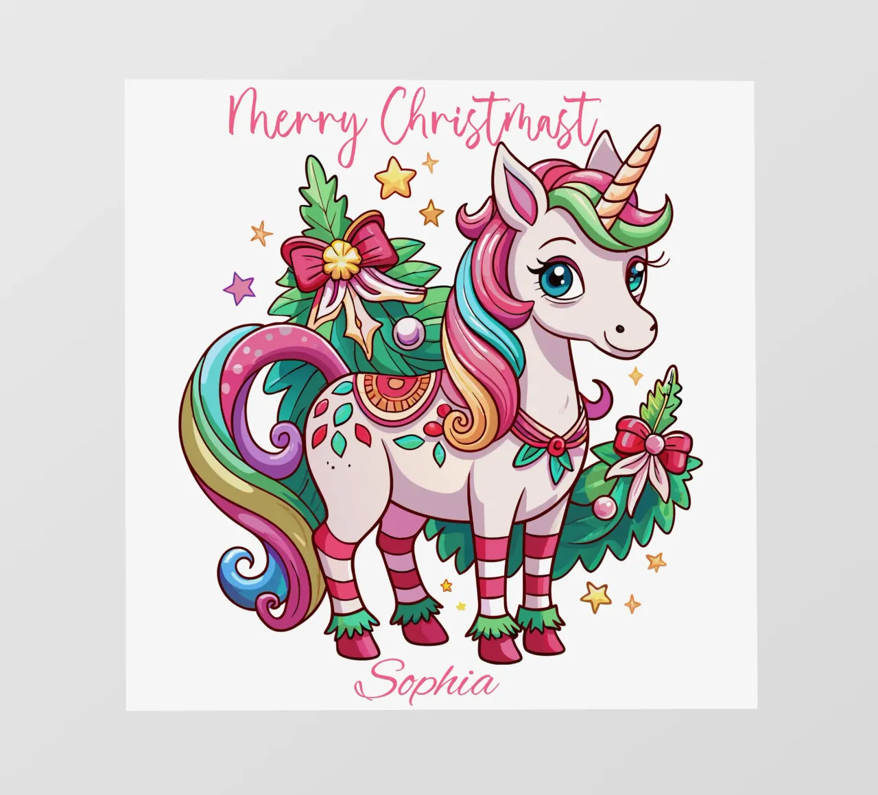 Magical Christmas Cute Unicorn - Add Custom Event and Name telo in pvc da Artnesia