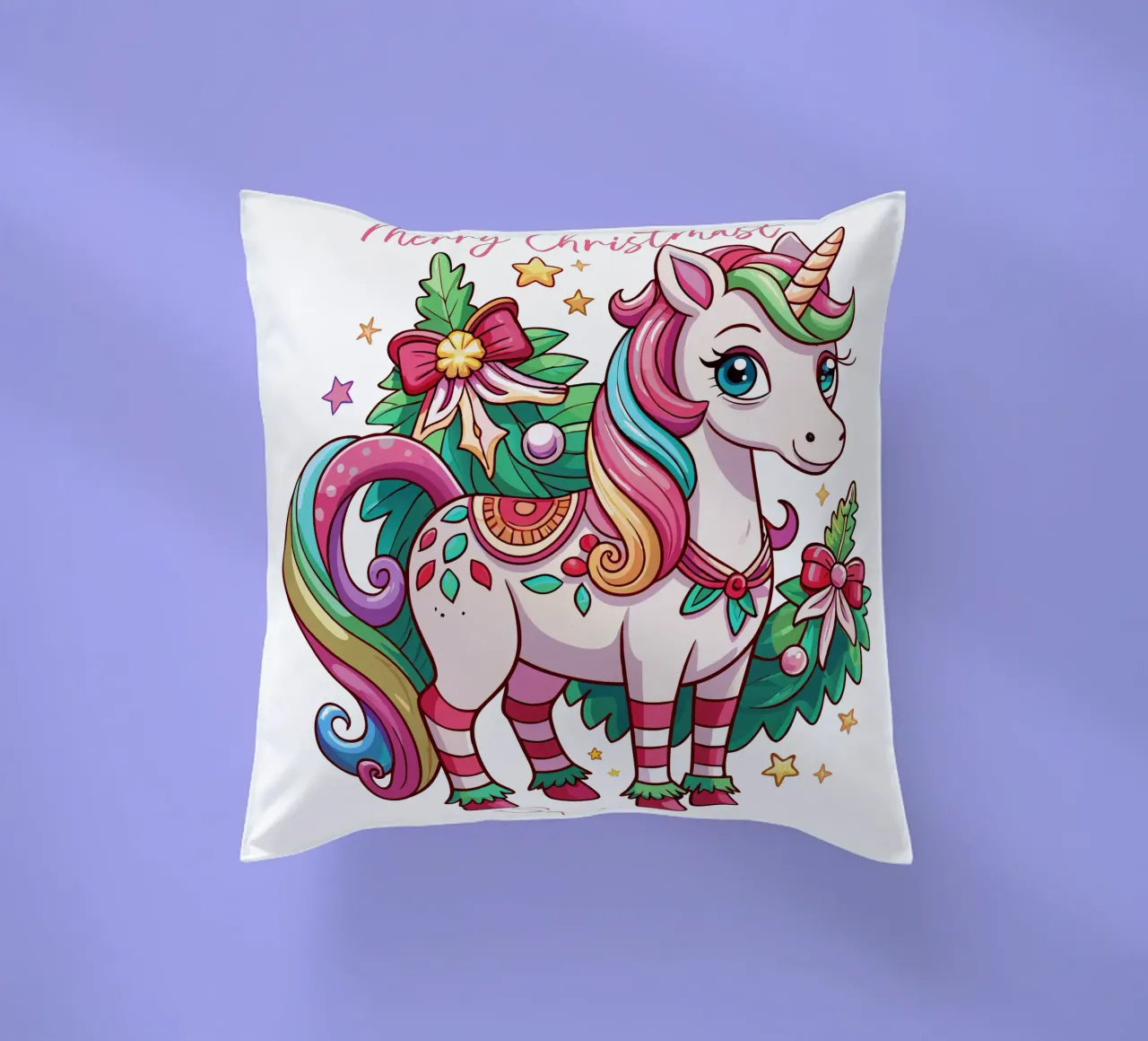 Magical Christmas Cute Unicorn - Add Custom Event and Name cuscino da Artnesia