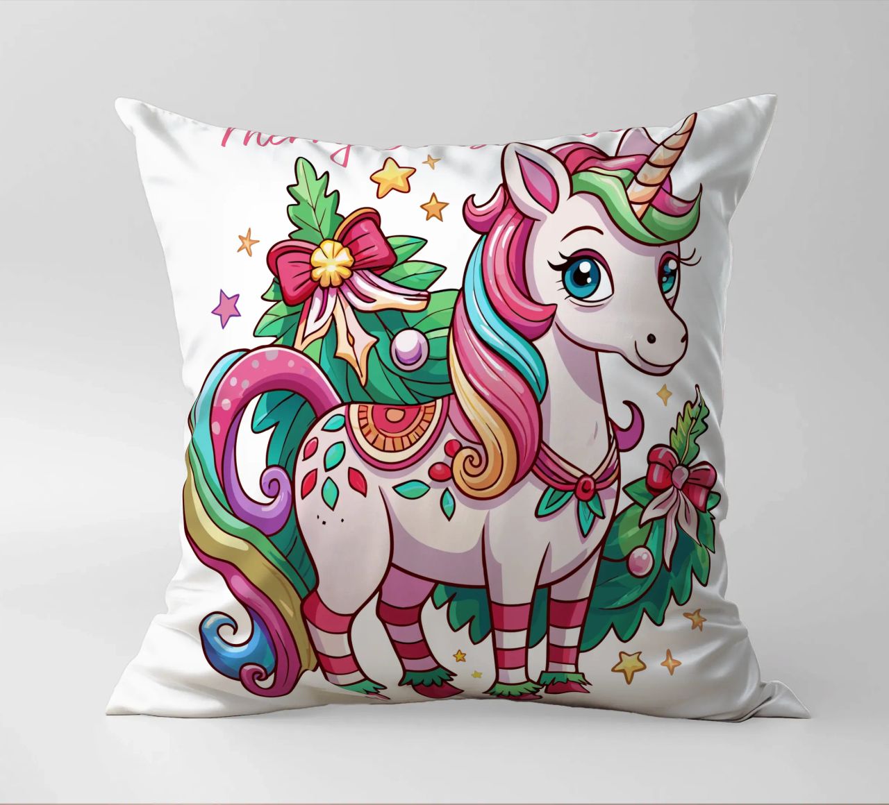 Magical Christmas Cute Unicorn - Add Custom Event and Name cuscino da Artnesia